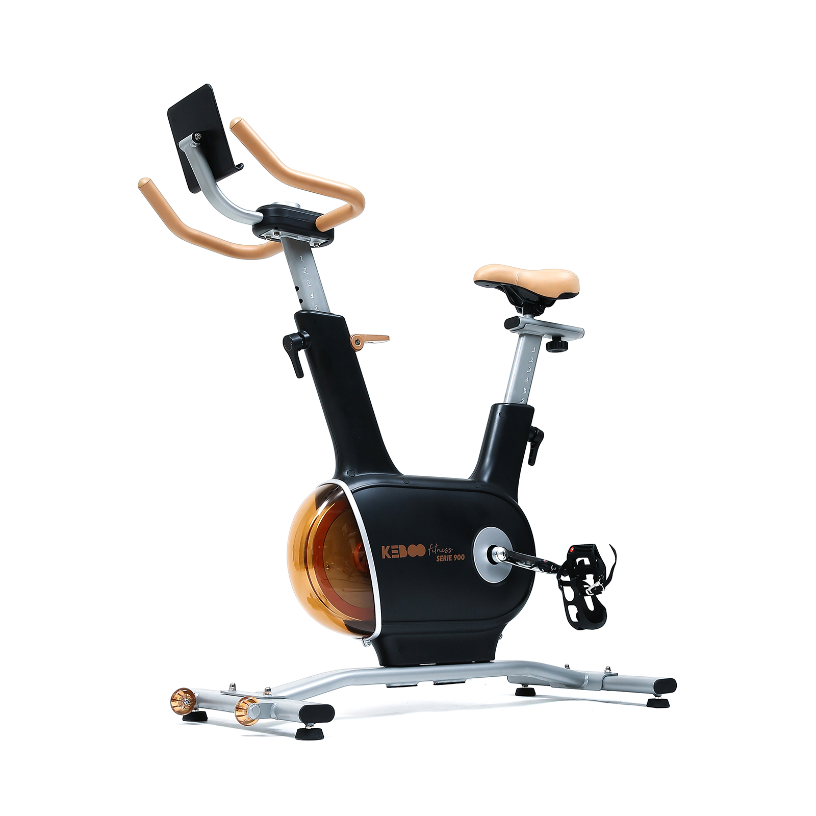 Bicicleta Estática Keboo Fitness Série 900 Black Travagem Magnética | Inércia 7 kg e 32 Níveis | Pedais Antiderrapantes