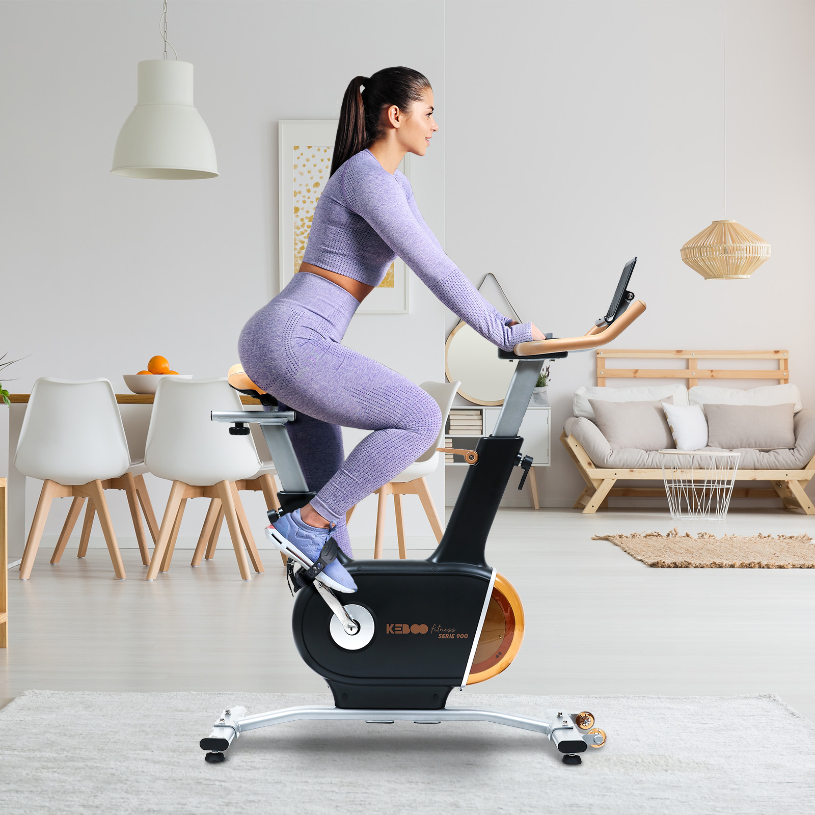 Bicicleta Estática Keboo Fitness Série 900 Black Travagem Magnética | Inércia 7 kg e 32 Níveis | Pedais Antiderrapantes - Image 2