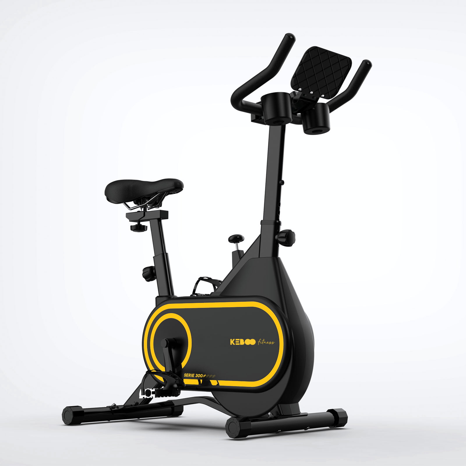 Bicicleta Ciclo Indoor Keboo Fitness Série 300 Sistema de correia, inércia de 6 kg e 8 níveis | Pedais antiderrapantes | Apoios para os pés e rodas