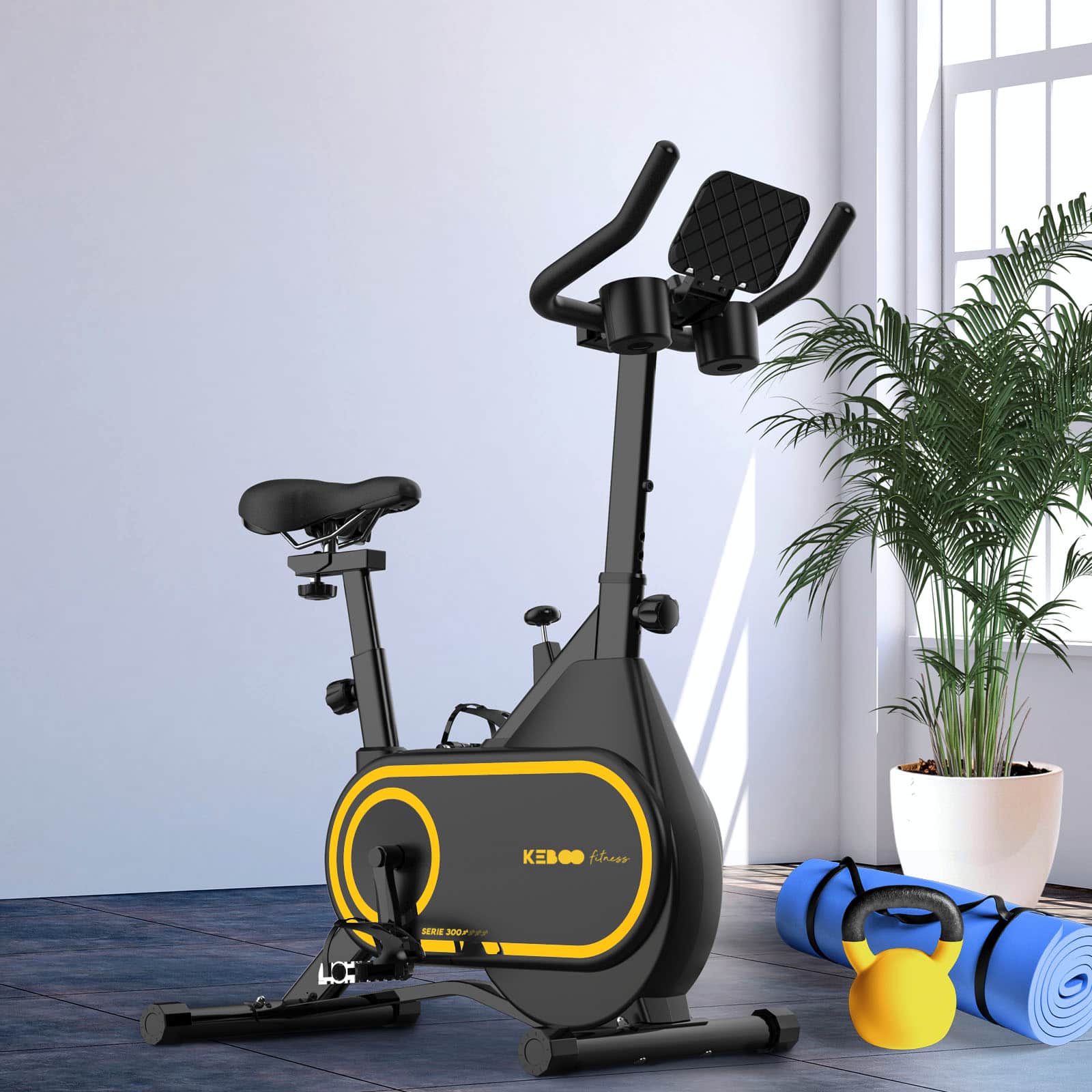 Bicicleta Ciclo Indoor Keboo Fitness Série 300 Sistema de correia, inércia de 6 kg e 8 níveis | Pedais antiderrapantes | Apoios para os pés e rodas - Image 2