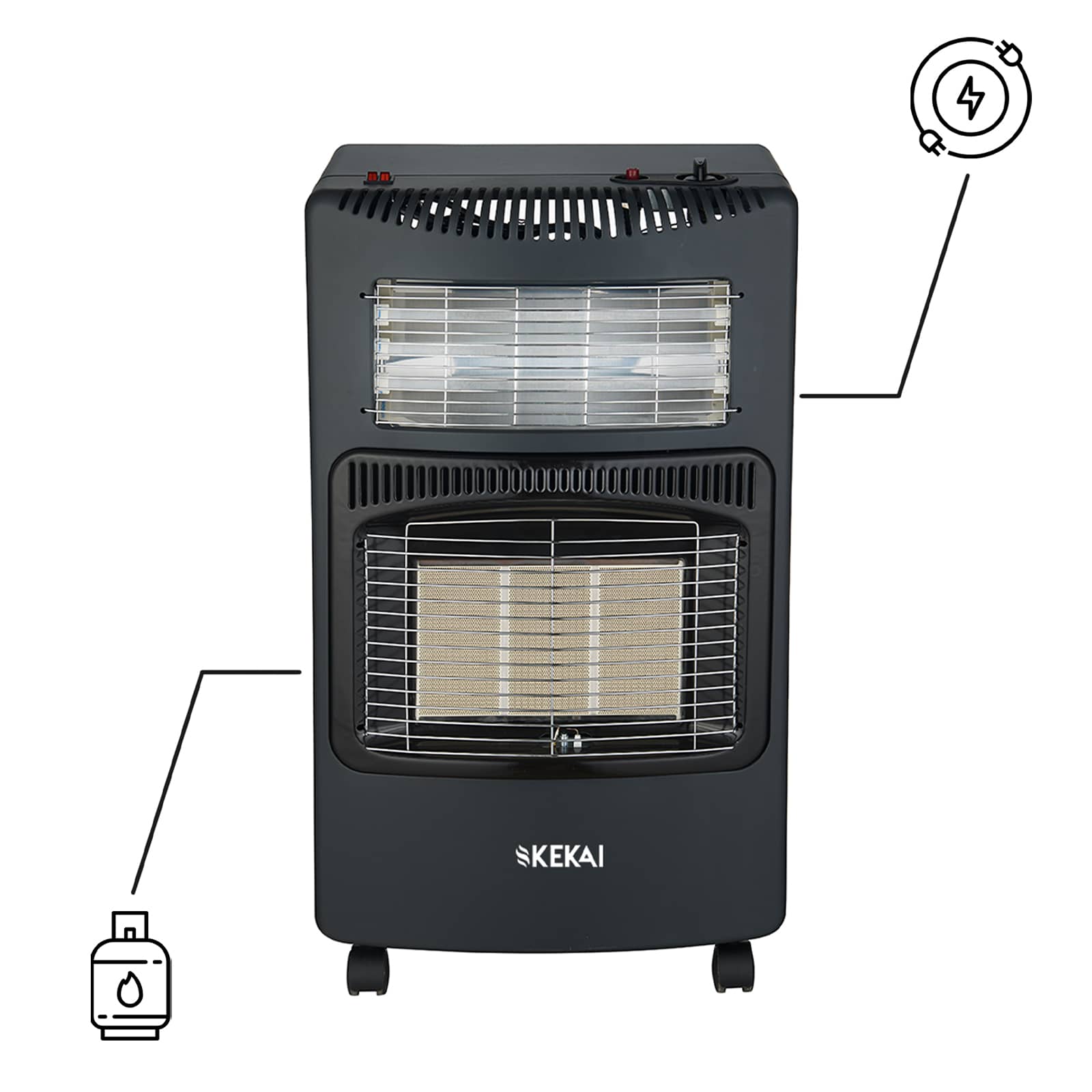 Fogão Híbrido Luz-Gás Dobrável Kekai Hybrid New Slim 42x33x73 cm Fogão a Gás 4200 W | Fogão elétrico 1260 W | 3 Níveis de Calor - Image 5