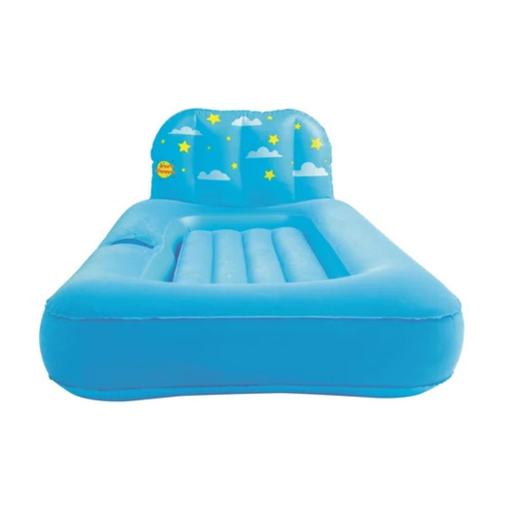 Cama Infantil Hinchable Flocada Bestway 67496 en color Azul, 132 x 74 x 46 cm con Proyector de Figuras de Luz al Techo - Imagen 2