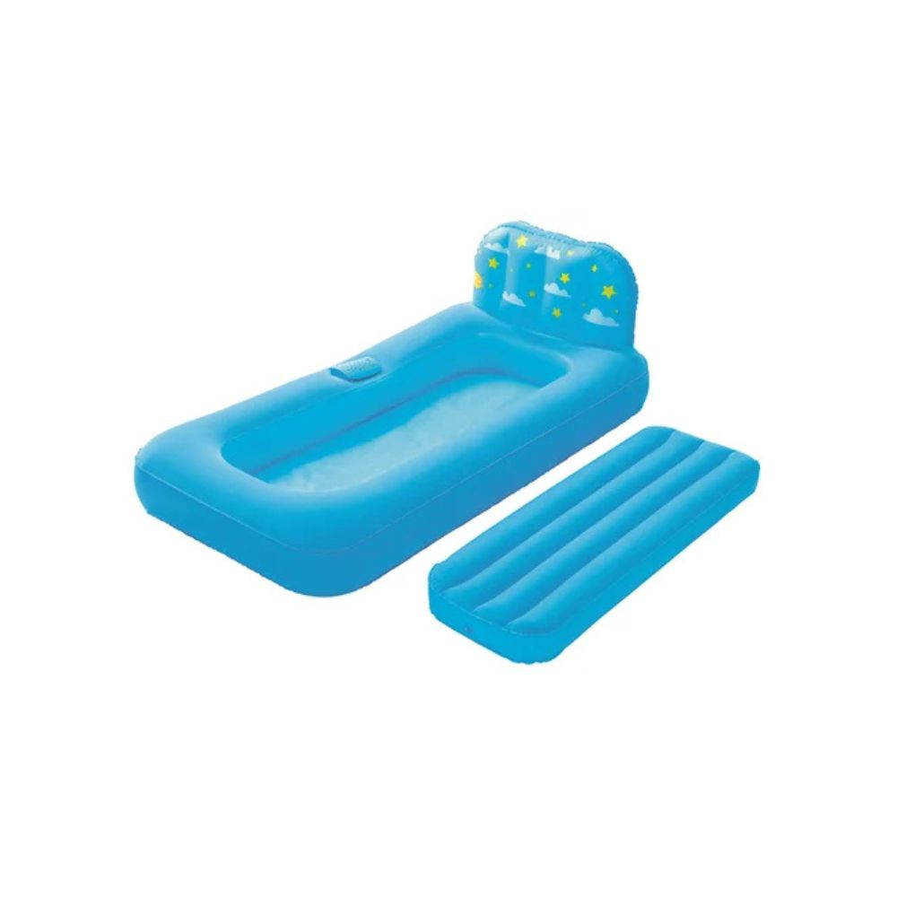 Cama Infantil Hinchable Flocada Bestway 67496 en color Azul, 132 x 74 x 46 cm con Proyector de Figuras de Luz al Techo - Imagen 6