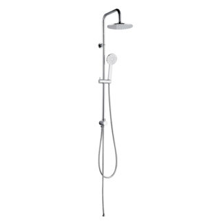 Coluna de chuveiro sem torneira K2O Chillout Valley 96,5 cm Design redondo em aço inoxidável com chuveiro e chuveiro de mão