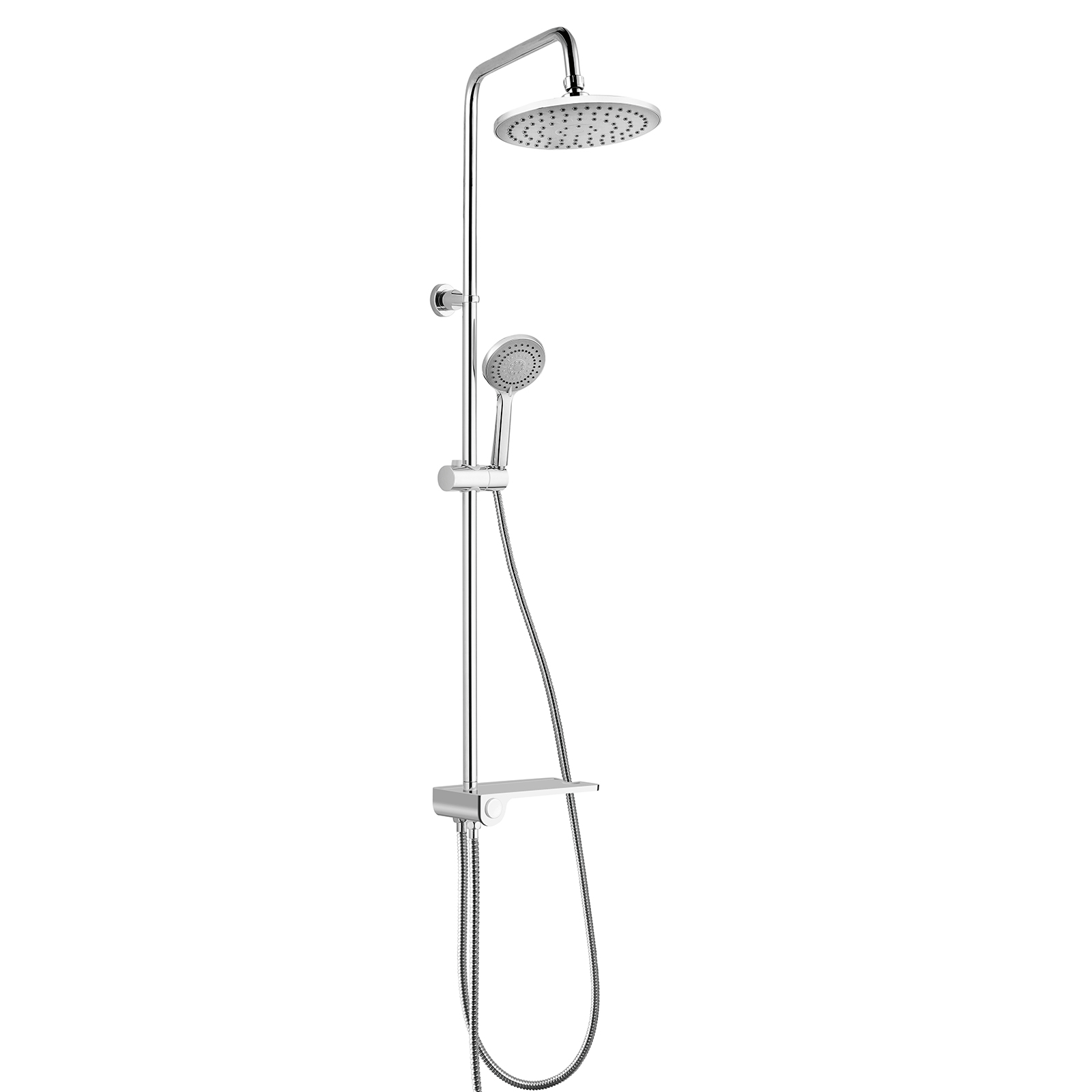 Coluna de Chuveiro sem Torneira K2O Chillout Bay 96,5 cm em aço inoxidável com Chuveiro, Prateleira e Chuveiro de Mão com 5 Posições