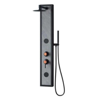 Coluna de Chuveiro Hidromassagem K2O Lusso Zen 20 x 7 x 127 cm em Imitação de Pedra com Torneira, 2 Jatos, Chuveiro de mão e efeito chuva