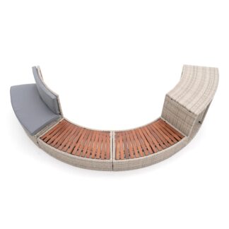 Revestimento Spa Hidromassagem K2O Half Surround 180, 289 x 45 x 56 cm Borda para Spa Semicircular de 4 peças Degraus, Banco e Armazenamento