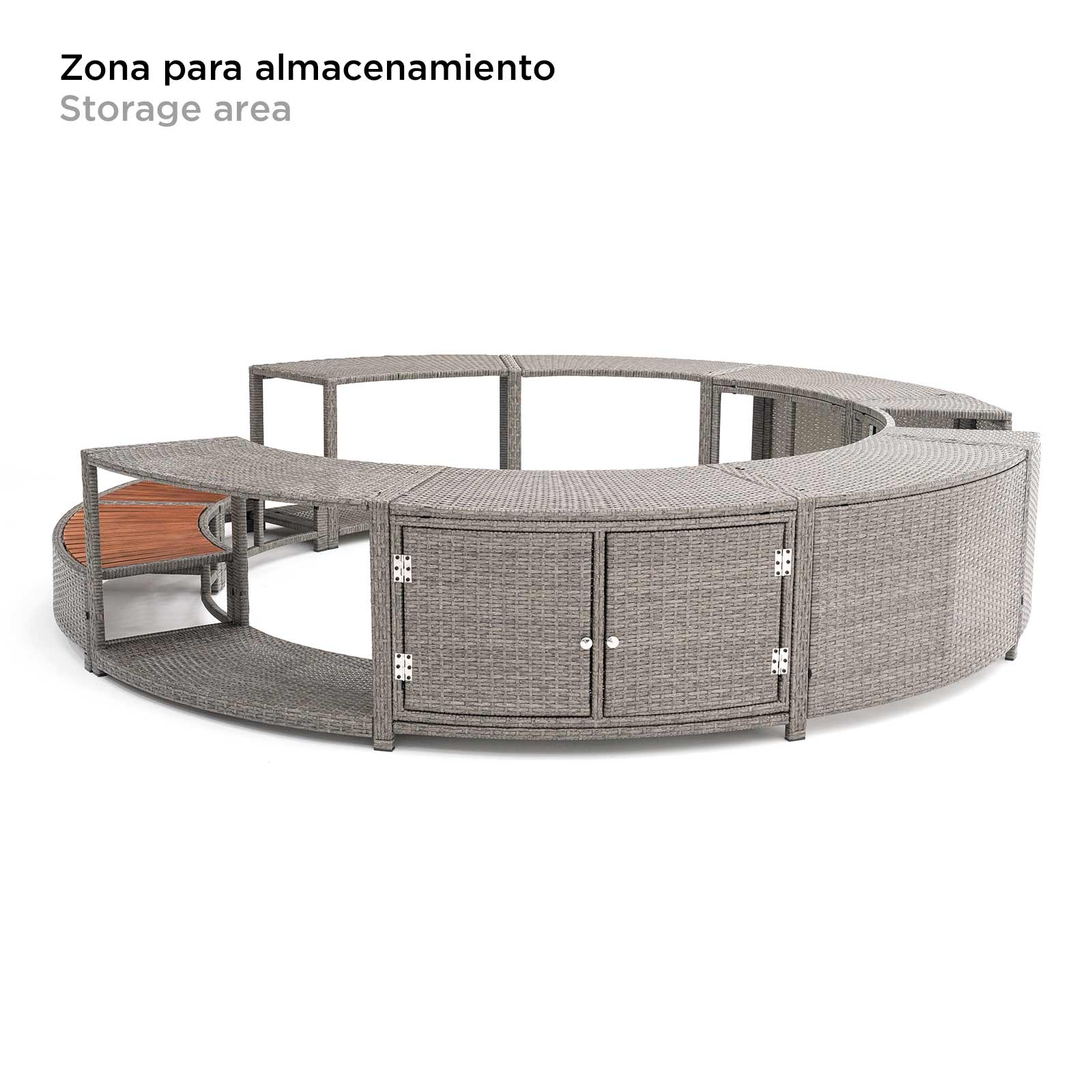 Revestimento para Spa Hidromassagem K2O Full Surround 180 Ø 279 x 40 x 56 cm Borda para Spa Circular com Degraus, Assentos e Armazenamento - Image 5