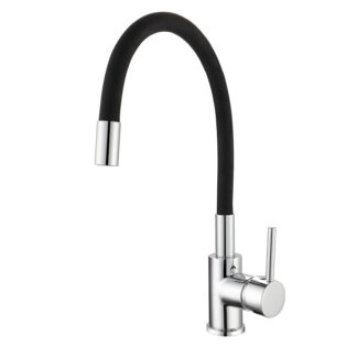Torneira de Cozinha K2O Flex 22x9,6x36,6 cm Torneira Monocomando com Bico Giratório e Flexível e Arejador Incorporado, Preto e Cromado