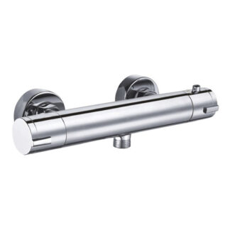 Torneira Misturadora para Chuveiro K2O Chillout Quiet 26,3 x 6,7 x 7,8 cm Design Redondo em Latão Cromado Com Torneira Termostática e Dois Comandos