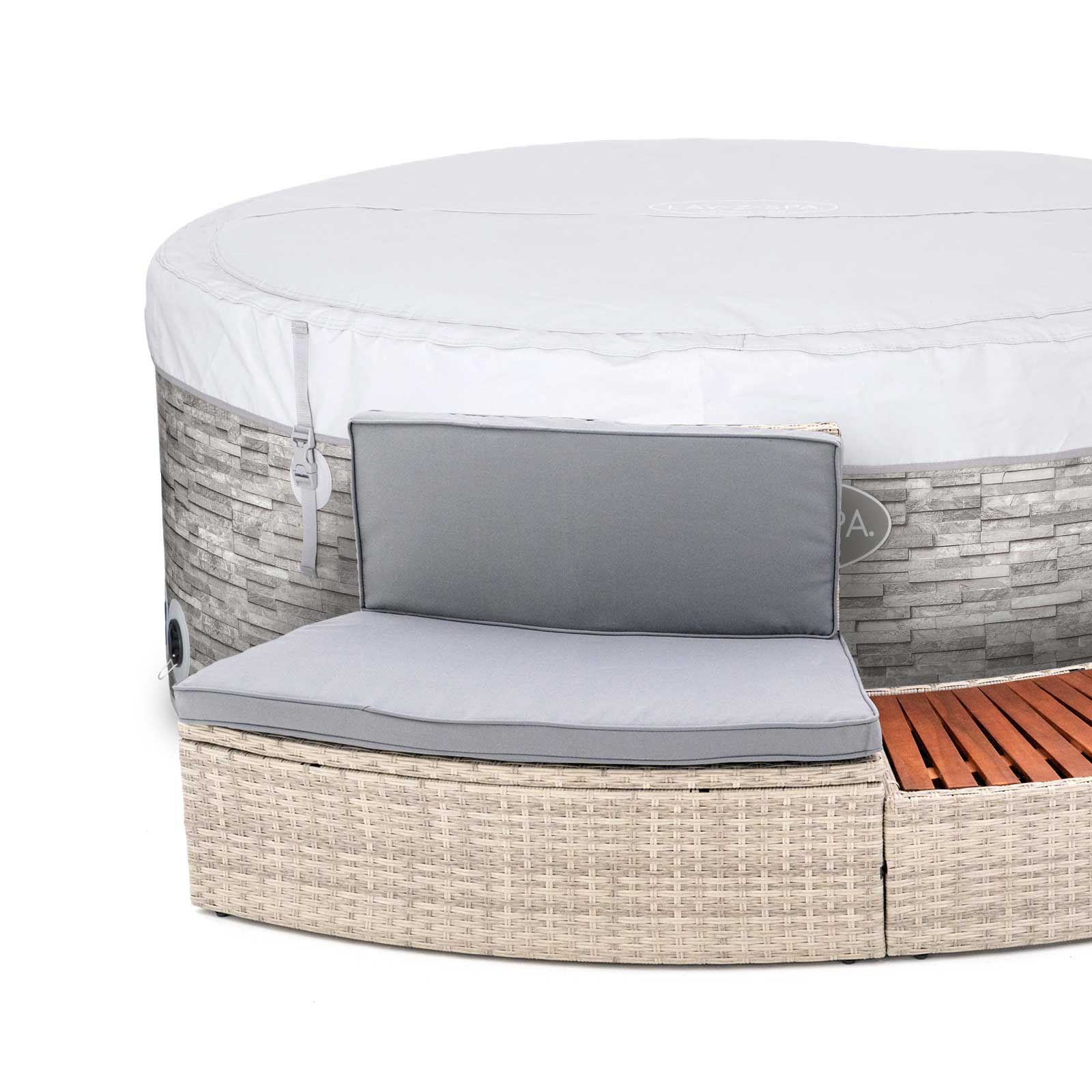 Spa insuflável Bestway Lay-Z-Spa Vancouver Airjet Ø155x60cm + Revestimento K2O Half Surround 180 289x45x56cm Borda para spa semicircular - Image 3