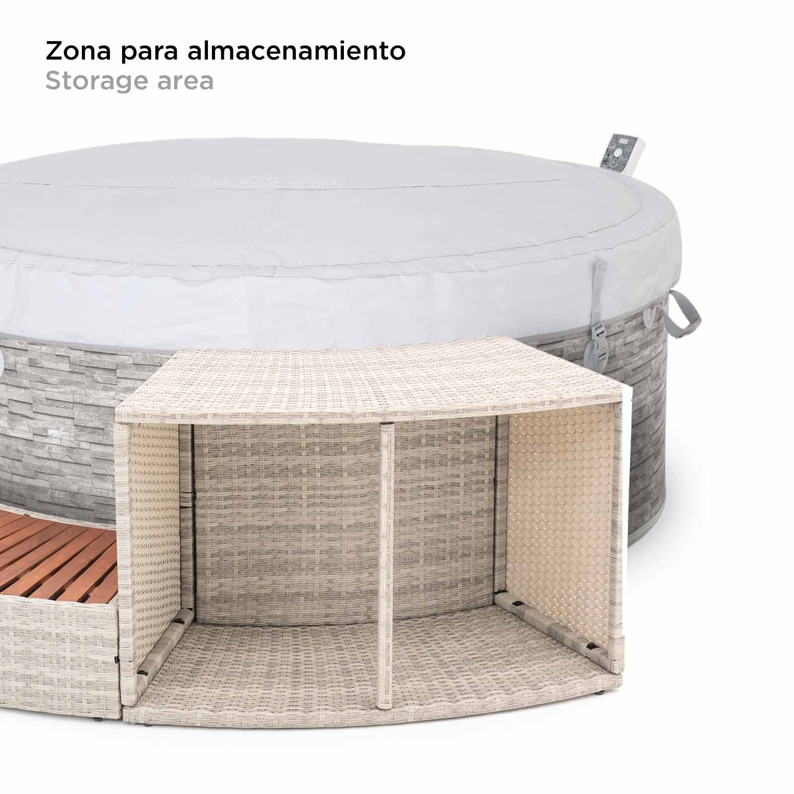 Spa insuflável Bestway Lay-Z-Spa Vancouver Airjet Ø155x60cm + Revestimento K2O Half Surround 180 289x45x56cm Borda para spa semicircular - Image 5