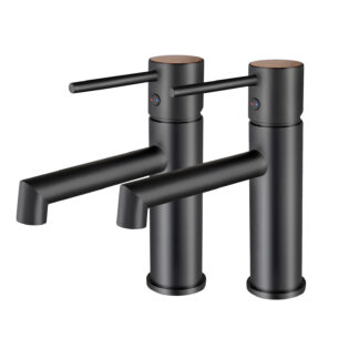Conjunto de 2 Torneiras Monocomando para Lavatório K2O Lusso Zen 16,5 x 5 x 18,5 cm Preto Mate, Aerador Incorporado e Mecanismo de Cartucho Cerâmico