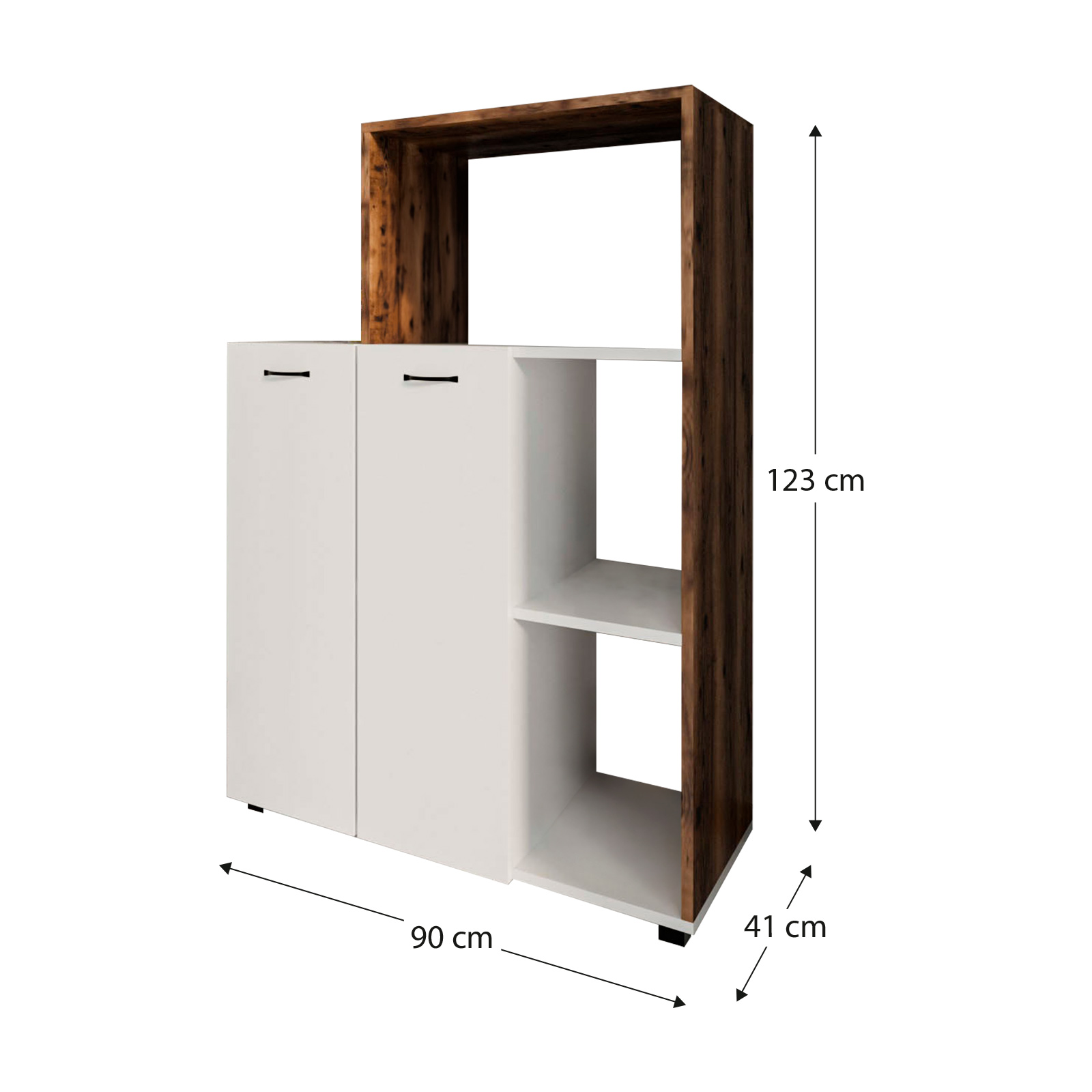 Armário Multiusos Catterhouse Delfos 123 de 90 x 41 x 123 cm com 3 Compartimentos, 2 Portas e 1 Prateleira Interior de Altura Ajustável - Image 4