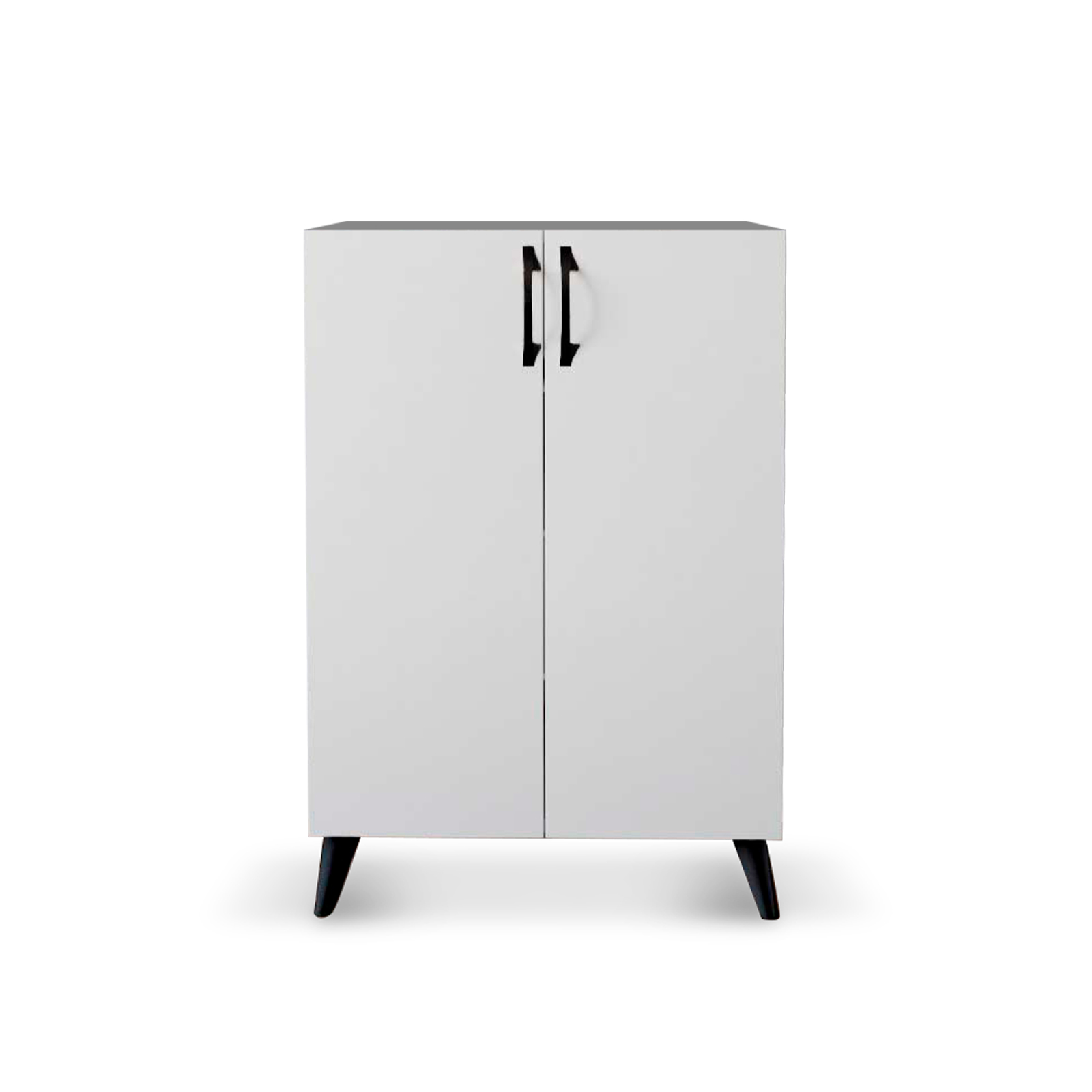 Armário Multiusos - Sapateira Catterhouse Rodas Branco 60 x 33 x 87 cm com 2 Portas e 3 Prateleiras de Altura Ajustável, Cor Branco