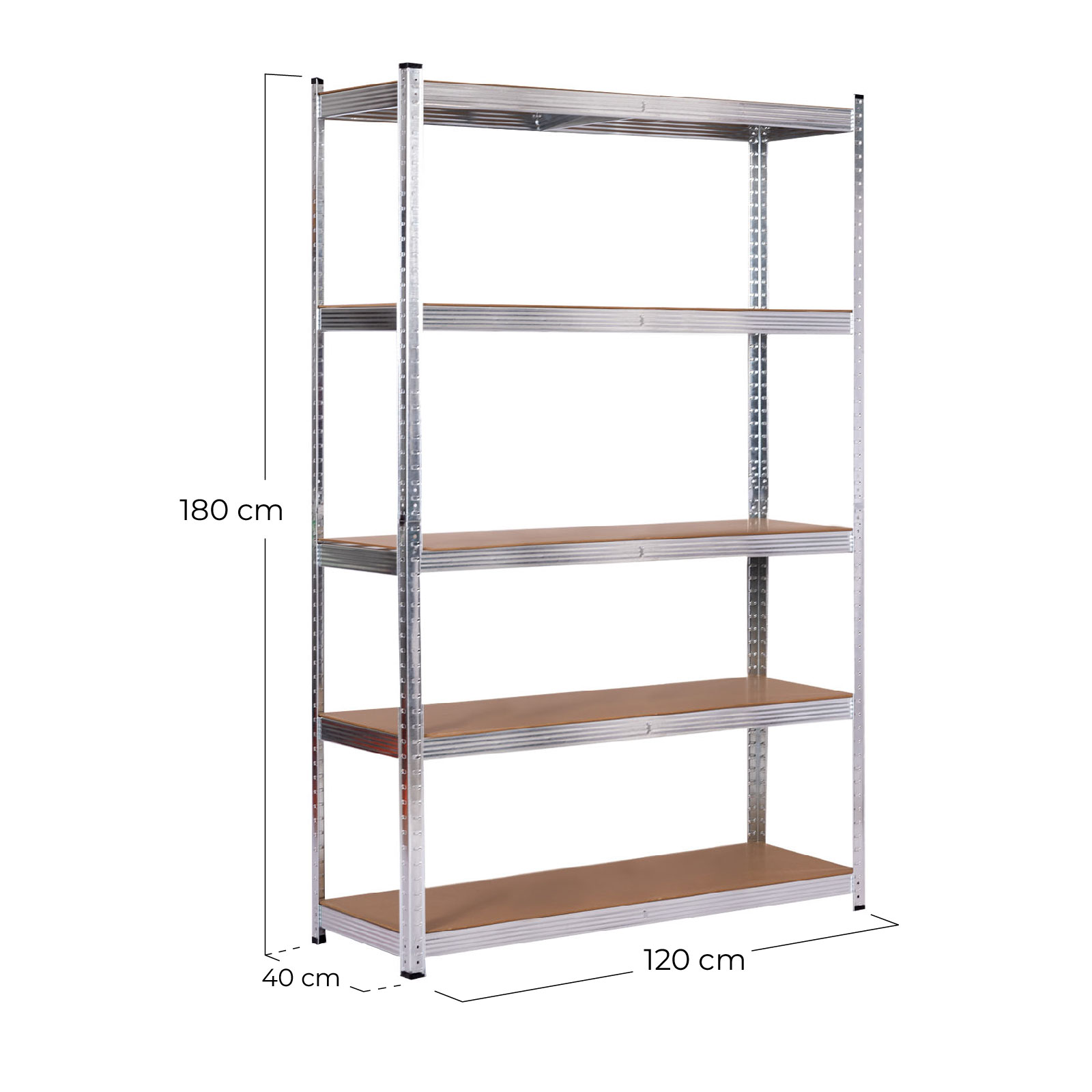 Estante Catterhouse Max Pro 120x40x180 cm em aço galvanizado e MDF com 5 prateleiras ajustáveis Suporta até 875 kg - Image 4