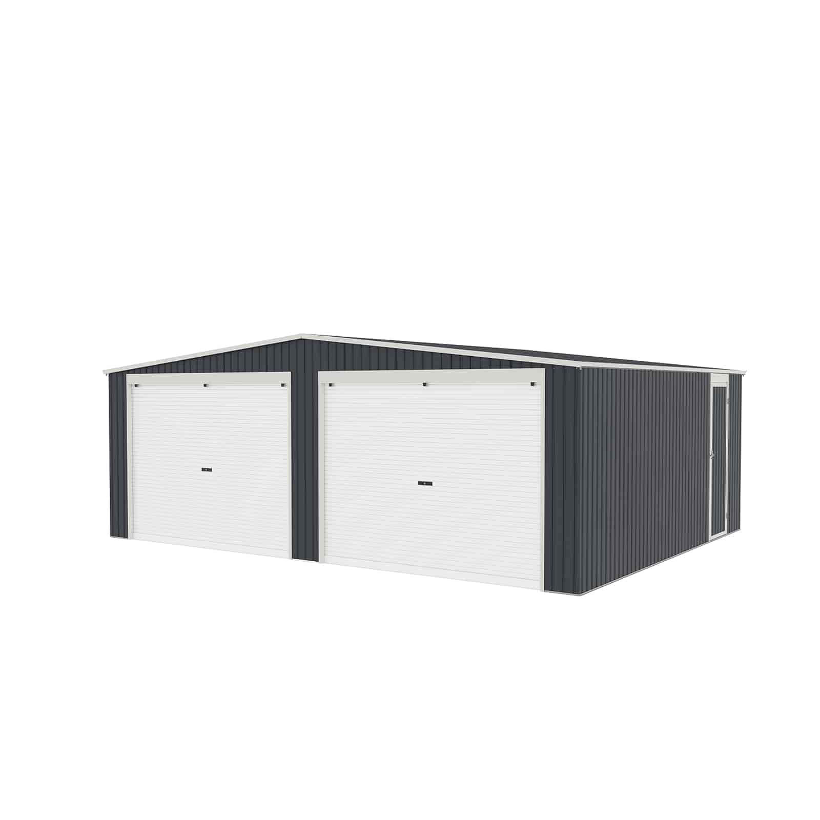 Garagem Metálica Gardiun Warwick 32,68 m² 513x637x241 cm para 2 carros | Porta dupla deslizante e porta lateral | Antracite