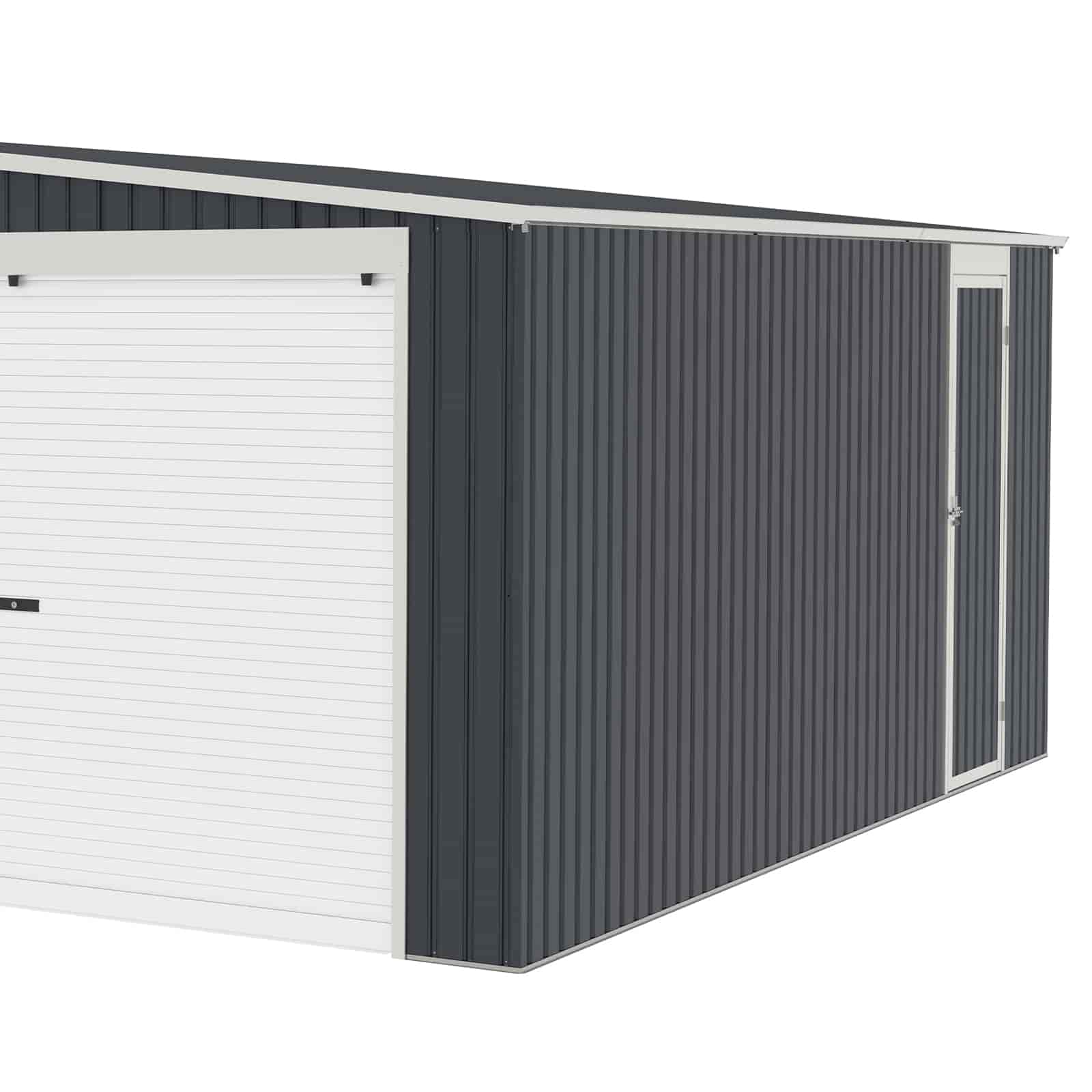 Garagem Metálica Gardiun Warwick 32,68 m² 513x637x241 cm para 2 carros | Porta dupla deslizante e porta lateral | Antracite - Image 3