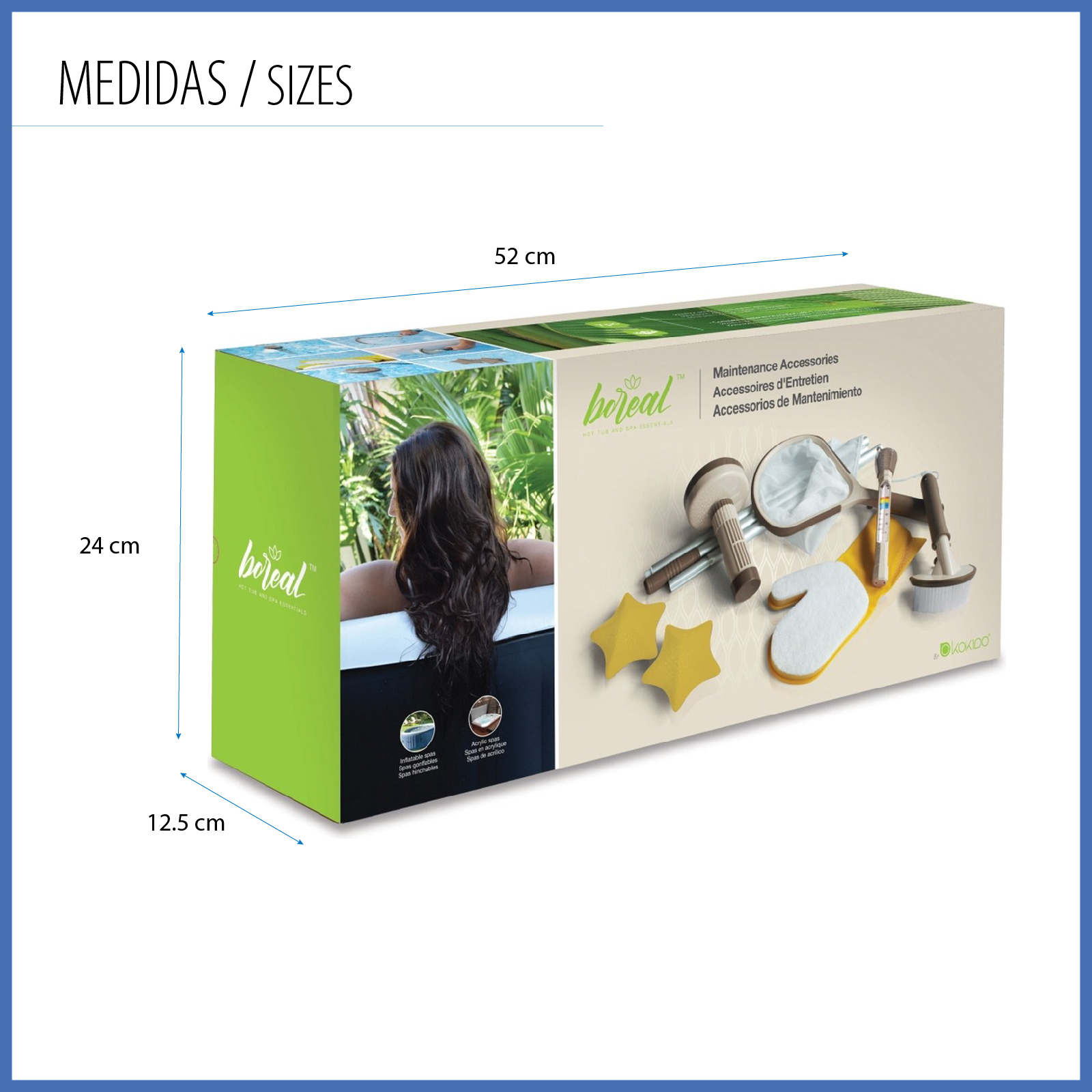 Kit de Limpieza para Spas Kokido Boreal con Recogehojas, Cepillo, Pértiga, Guante, Esponjas, Termómetro y Dispensador de Producto - Image 4