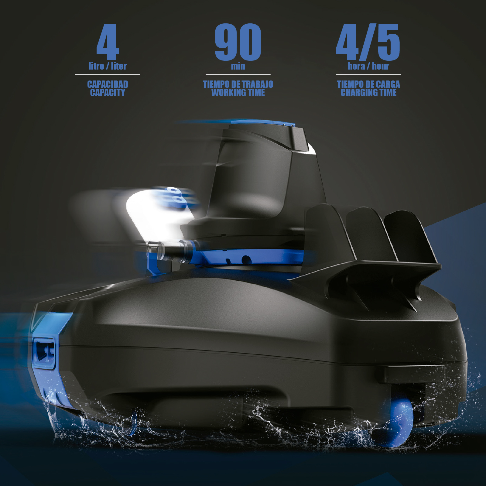 Robô automático Kokido Delta 200 RX para limpeza de piscinas com bateria de 90 minutos e rolo incluído sem cabos - Image 3