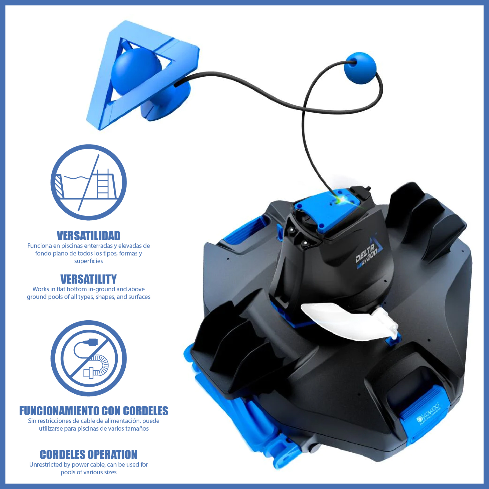 Robô automático Kokido Delta 200 RX para limpeza de piscinas com bateria de 90 minutos e rolo incluído sem cabos - Image 5