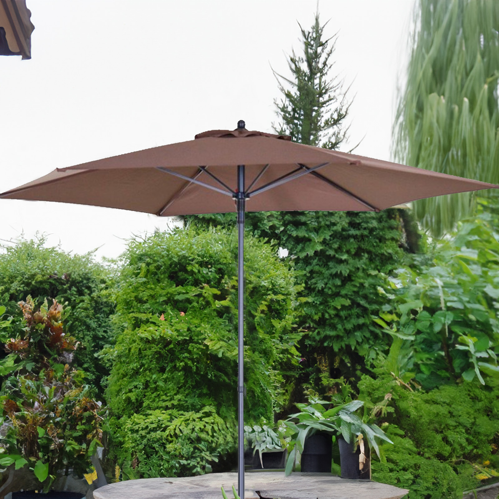Habitex Parasol Octogonal de Alumínio ø210x210 cm com mastro ø32 mm | Estrutura de 6 Varas | Cor Marrom - Image 2