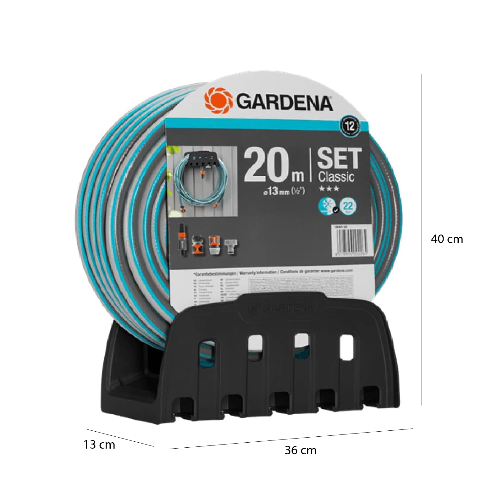 Kit de Mangueira de Jardim Gardena Classic com mangueira de 20 m e 13 mm, montagem de parede e lança com bico ajustável - Image 4