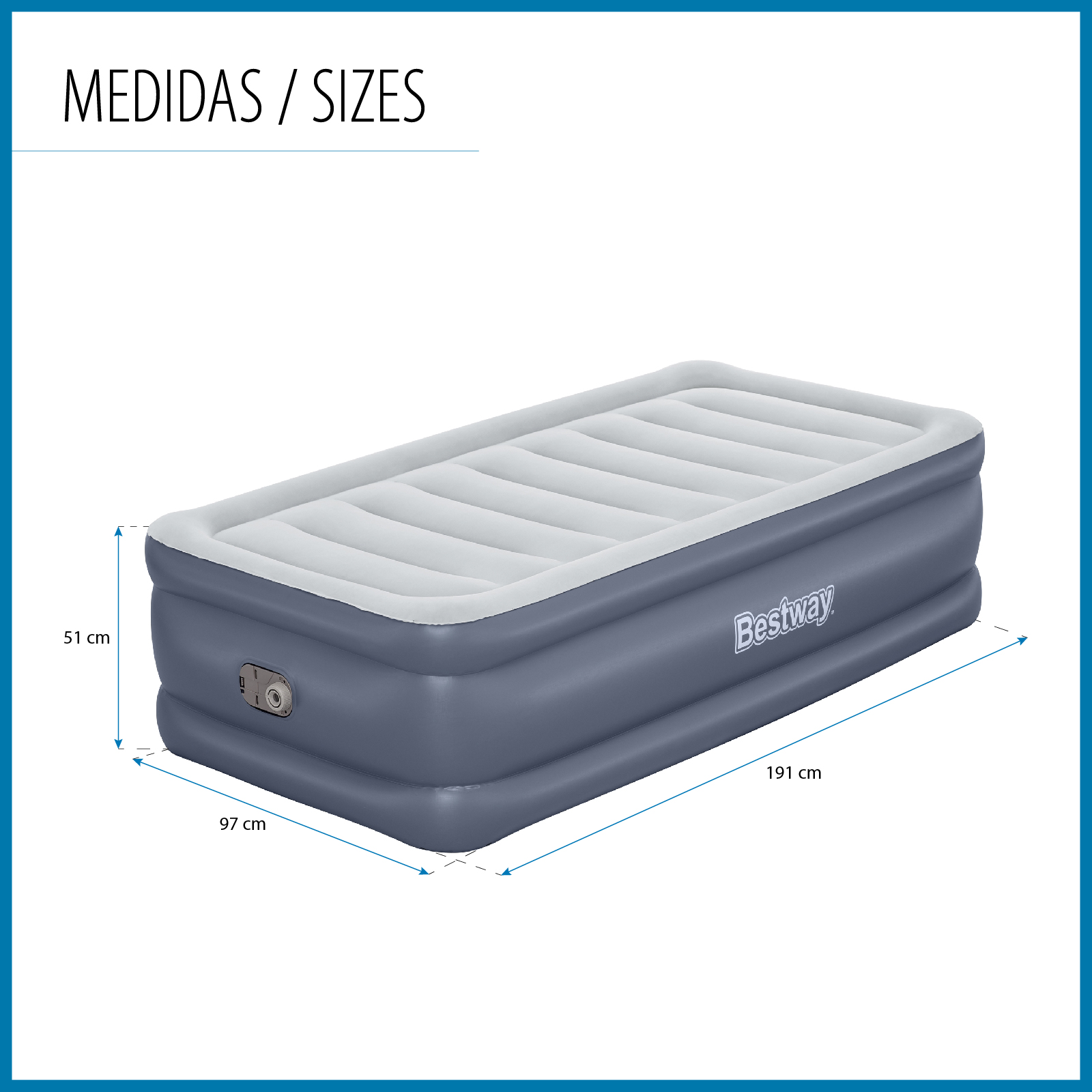 Bestway Tritech Cama Inflável Individual 191x97x51 cm Suporta até 150 Kg Inflada em 3 minutos com reforço perimetral - Image 4
