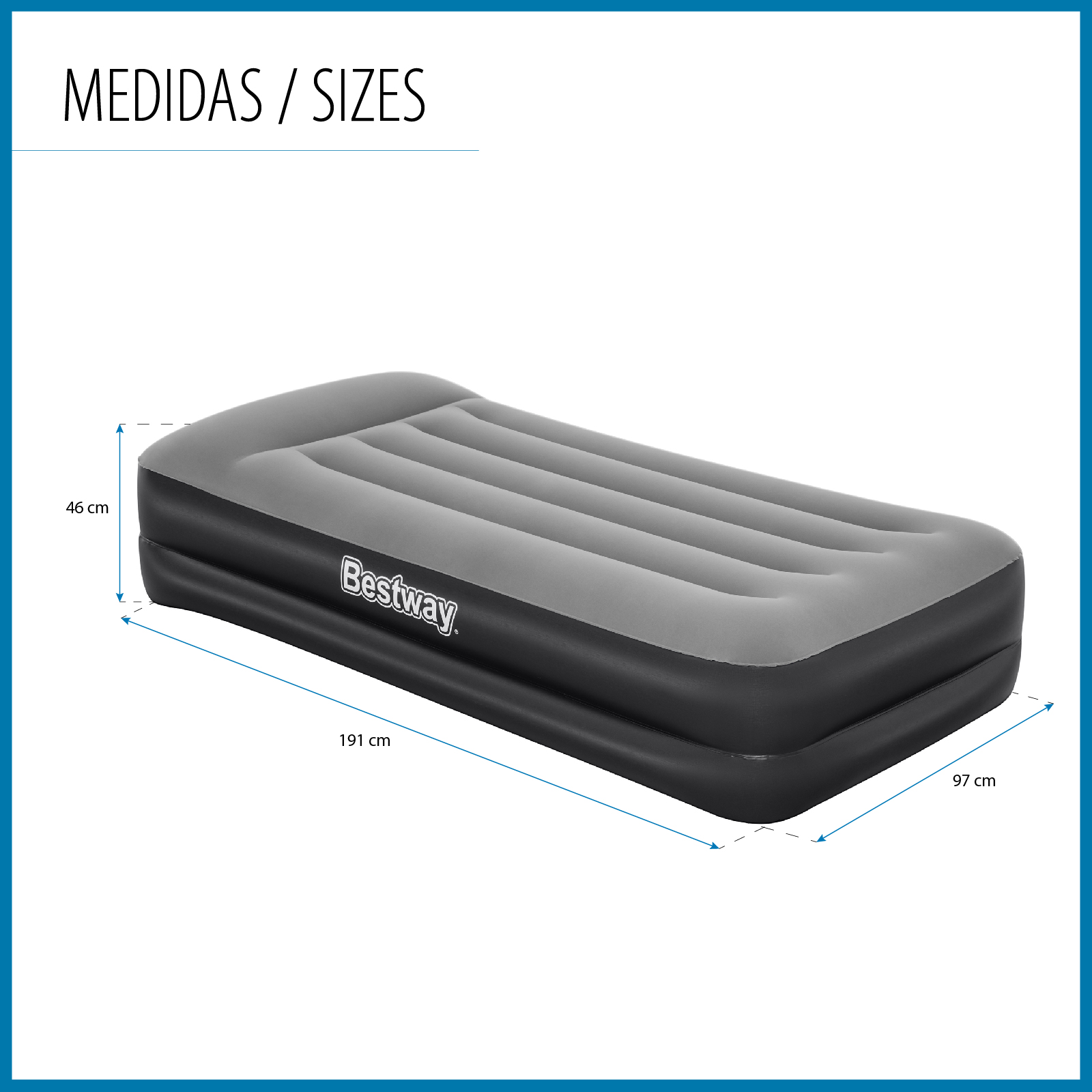 Cama inflável individual Bestway Tritech 191x97x46 cm Suporta até 150 Kg Inflada em 3 minutos Almofada embutida - Image 4
