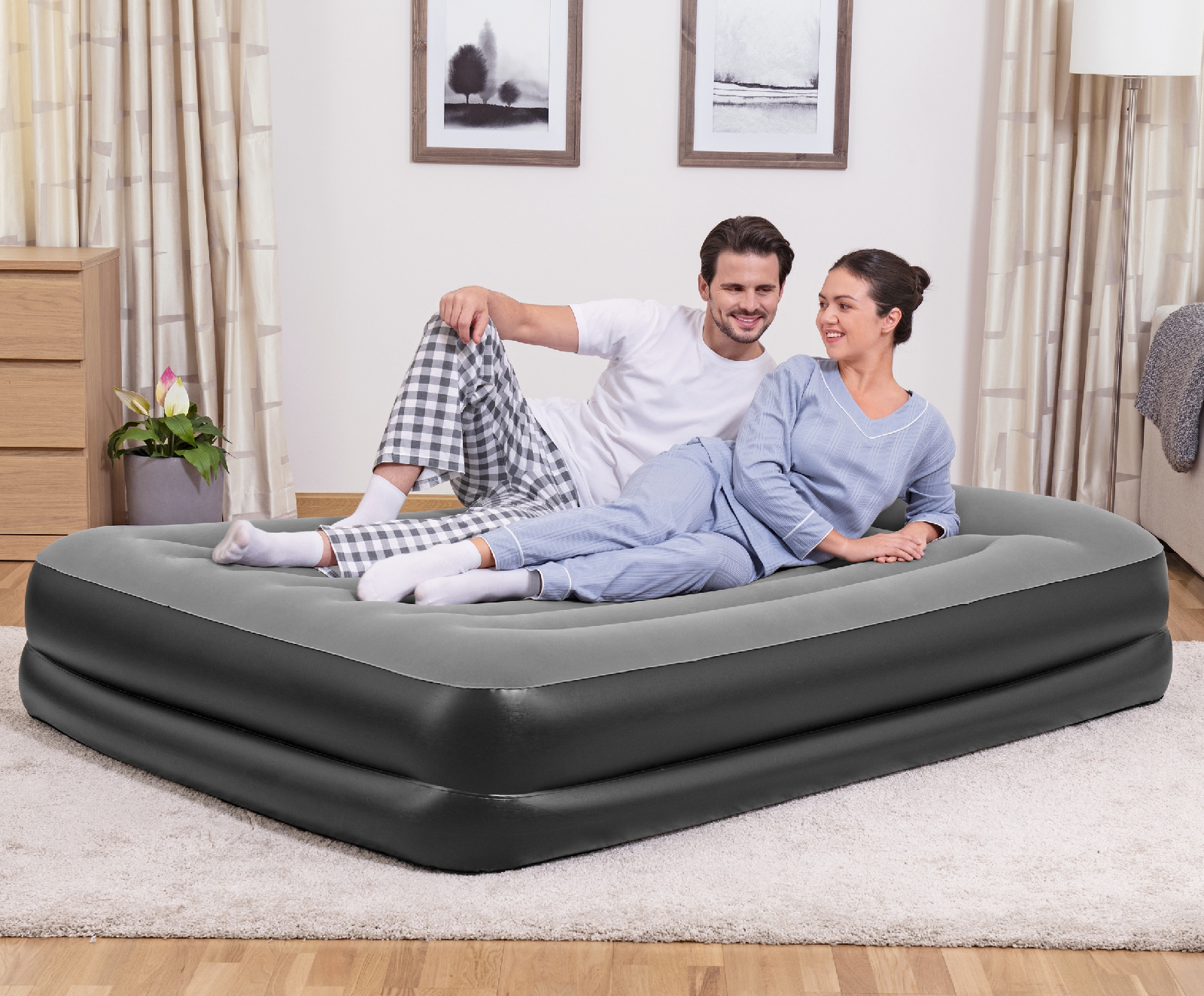 Cama Inflável Dupla Bestway Tritech 203x152x46 cm Suporta até 300 Kg Inflada em 4 Minutos Travesseiro embutido - Image 2