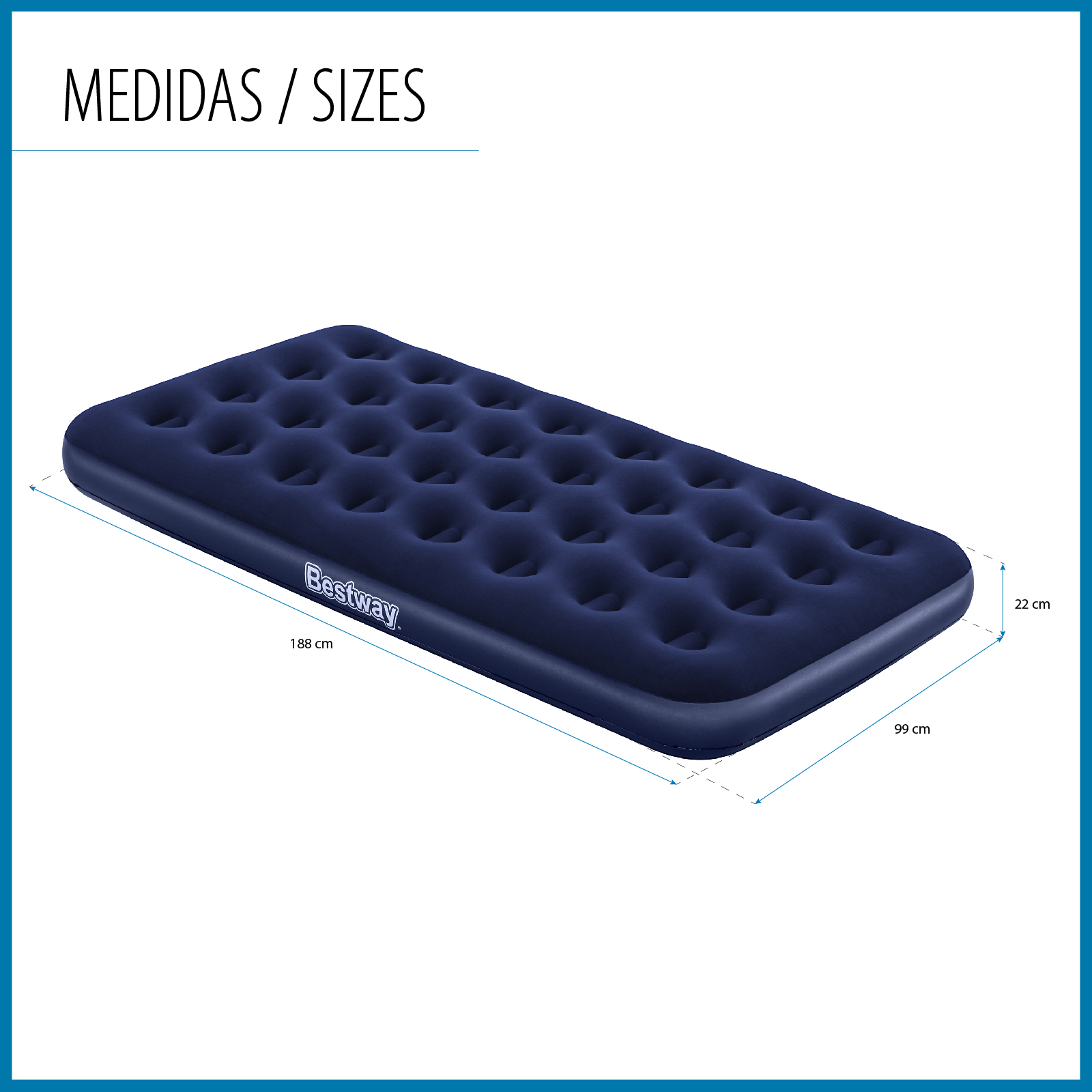 Colchão inflável individual de camping Bestway Horizon 188x99x22 cm Suporta até 150 kg Azul - Image 4