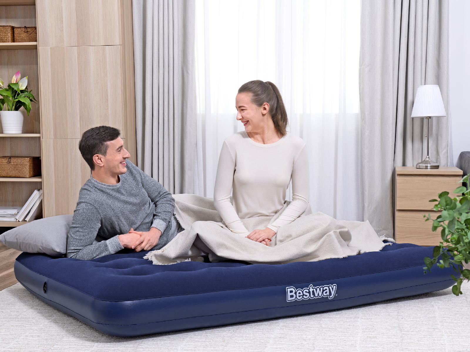 Colchão Inflável Duplo Bestway Horizon 191x137x22 cm Suporta até 300 kg Cor azul - Image 2