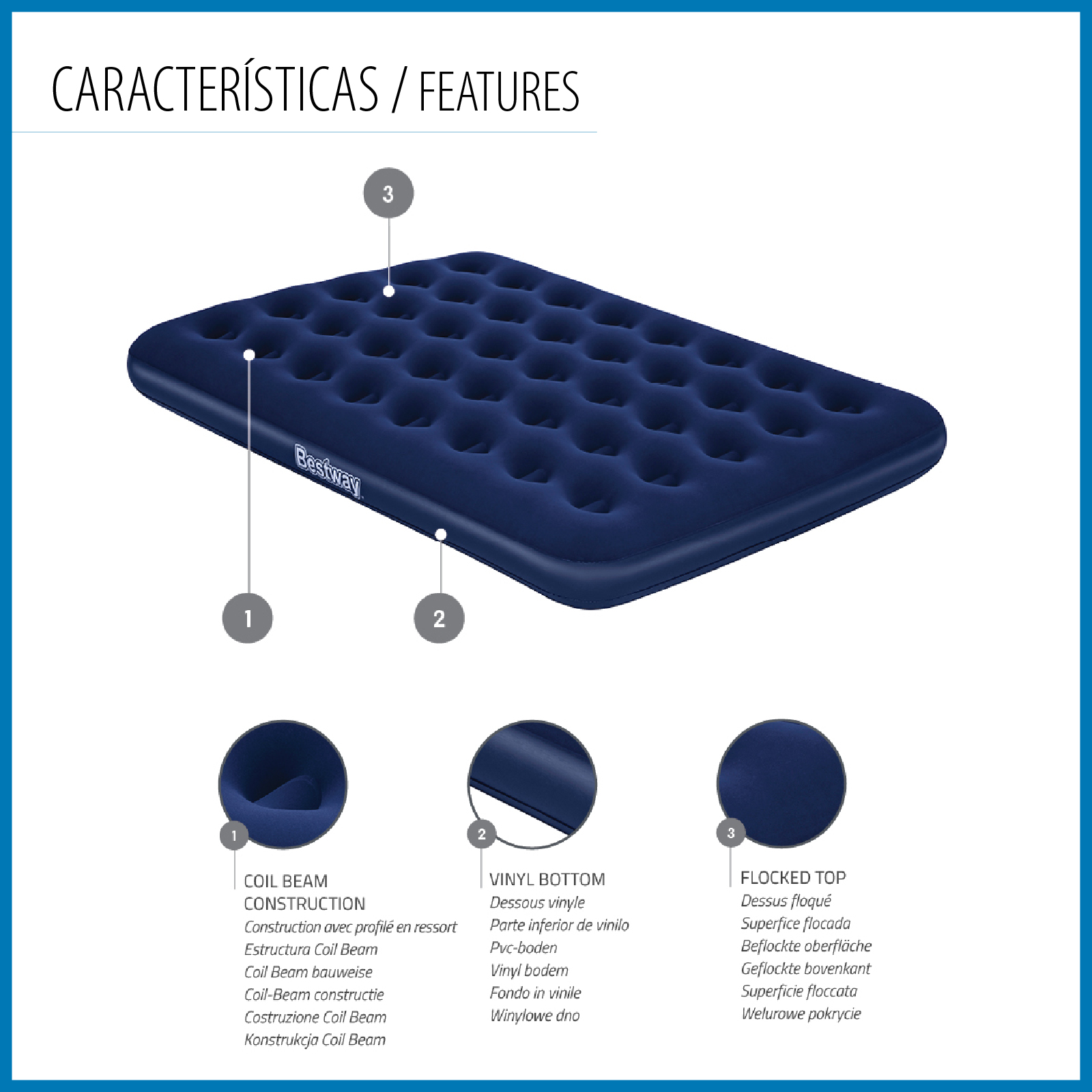 Colchão Inflável Duplo Bestway Horizon 191x137x22 cm Suporta até 300 kg Cor azul - Image 3