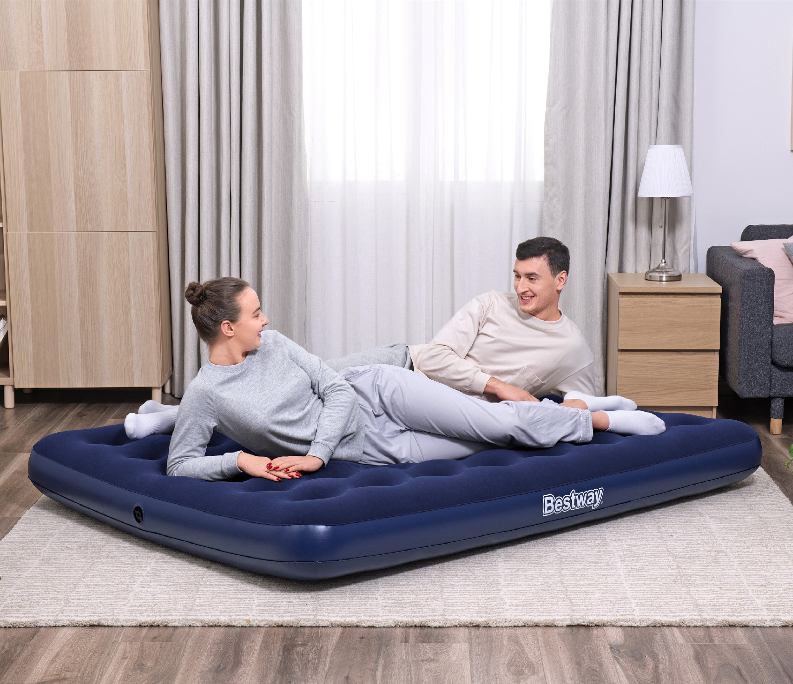 Colchão inflável duplo de camping Bestway Horizon 203x152x22 cm Suporta até 300 kg Azul - Image 2