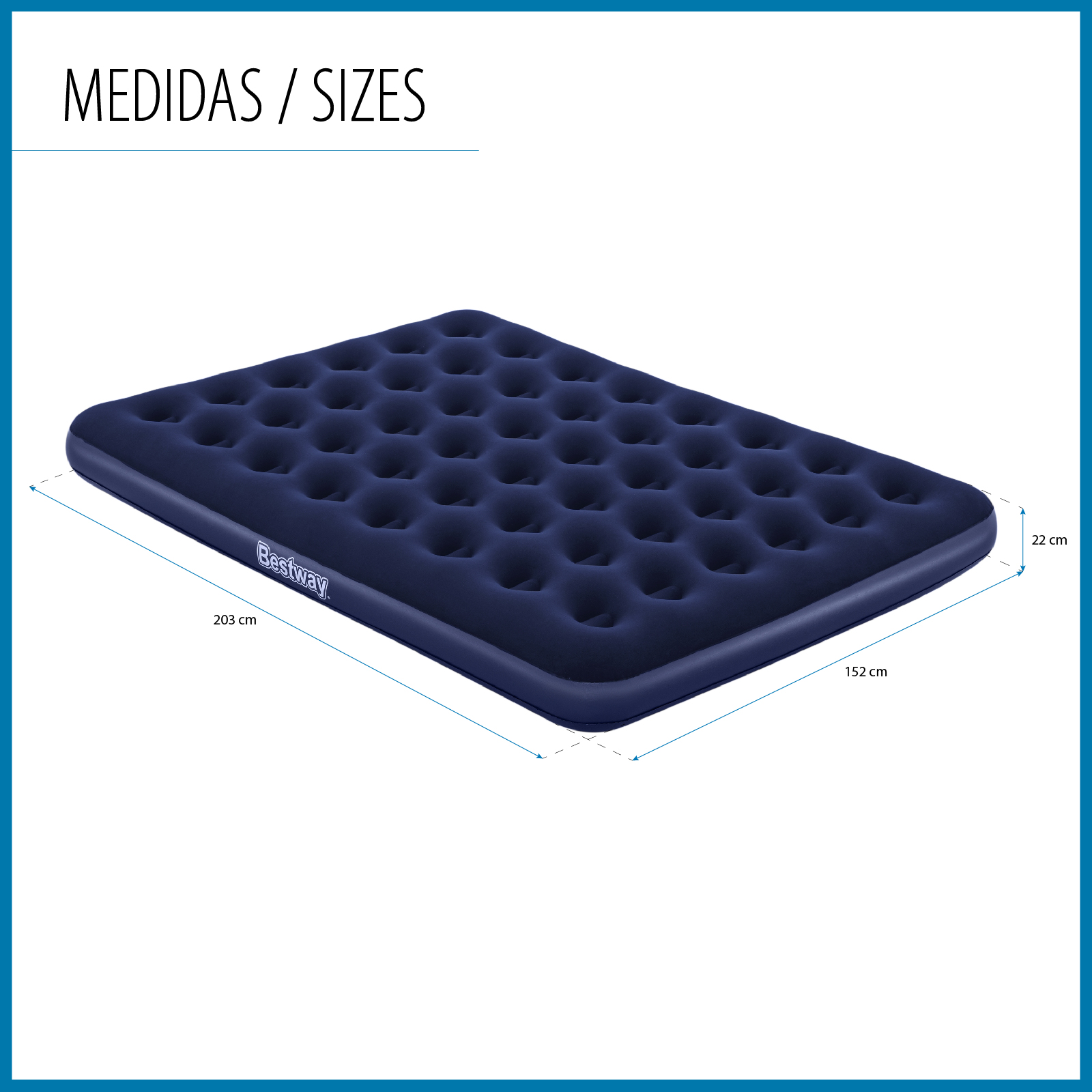 Colchão inflável duplo de camping Bestway Horizon 203x152x22 cm Suporta até 300 kg Azul - Image 4