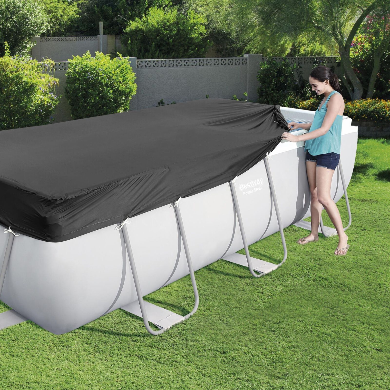 Cobertura retangular de inverno Bestway 396x185 cm para poças retangulares de 412x201 cm ou lona protetora de 404x201 cm - Image 2