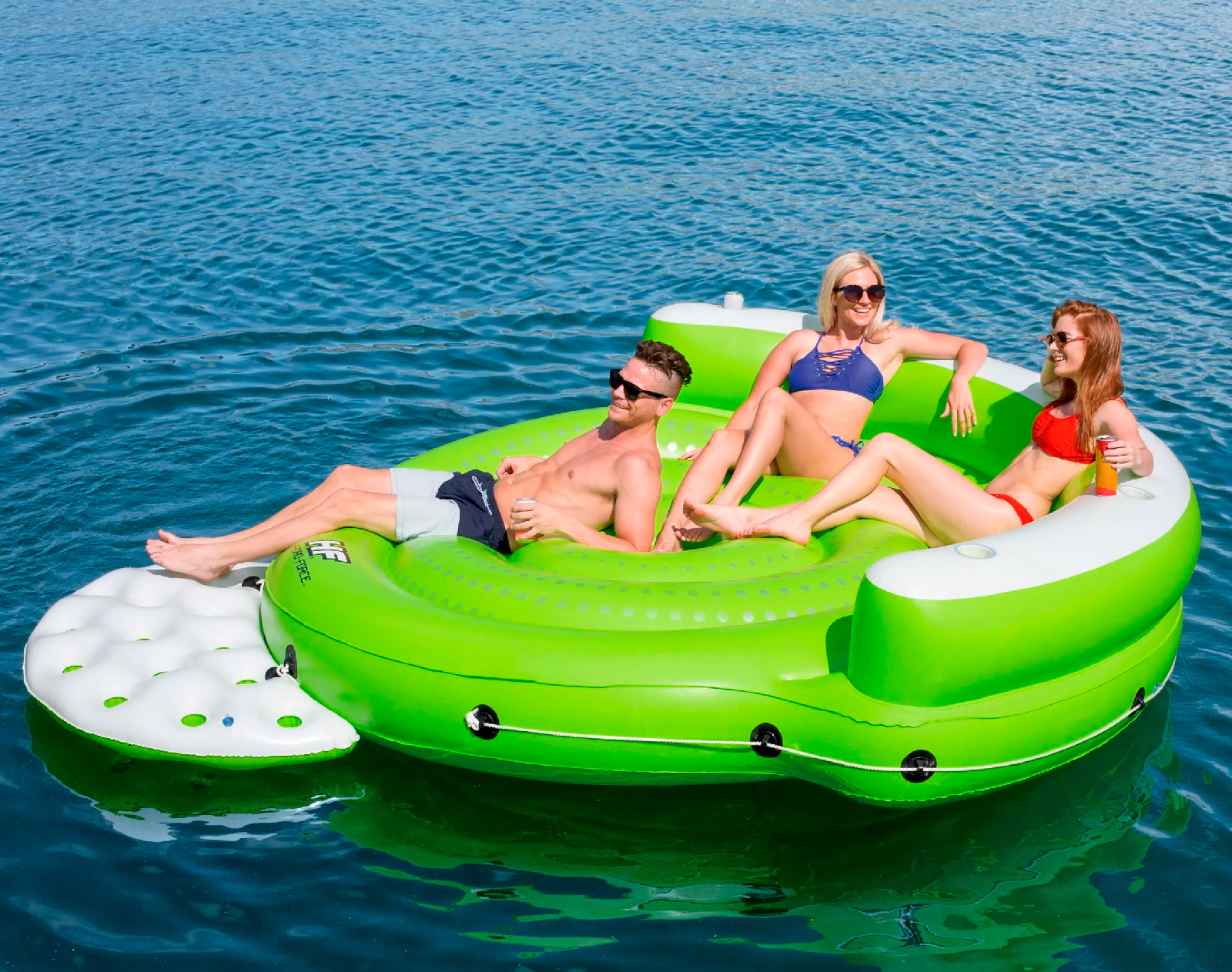 Tapete inflável em formato de ilha XL, tamanho Bestway Kick Back 275x255x65 cm, com 5 lugares, encosto e 5 montanhas-russas - Image 2