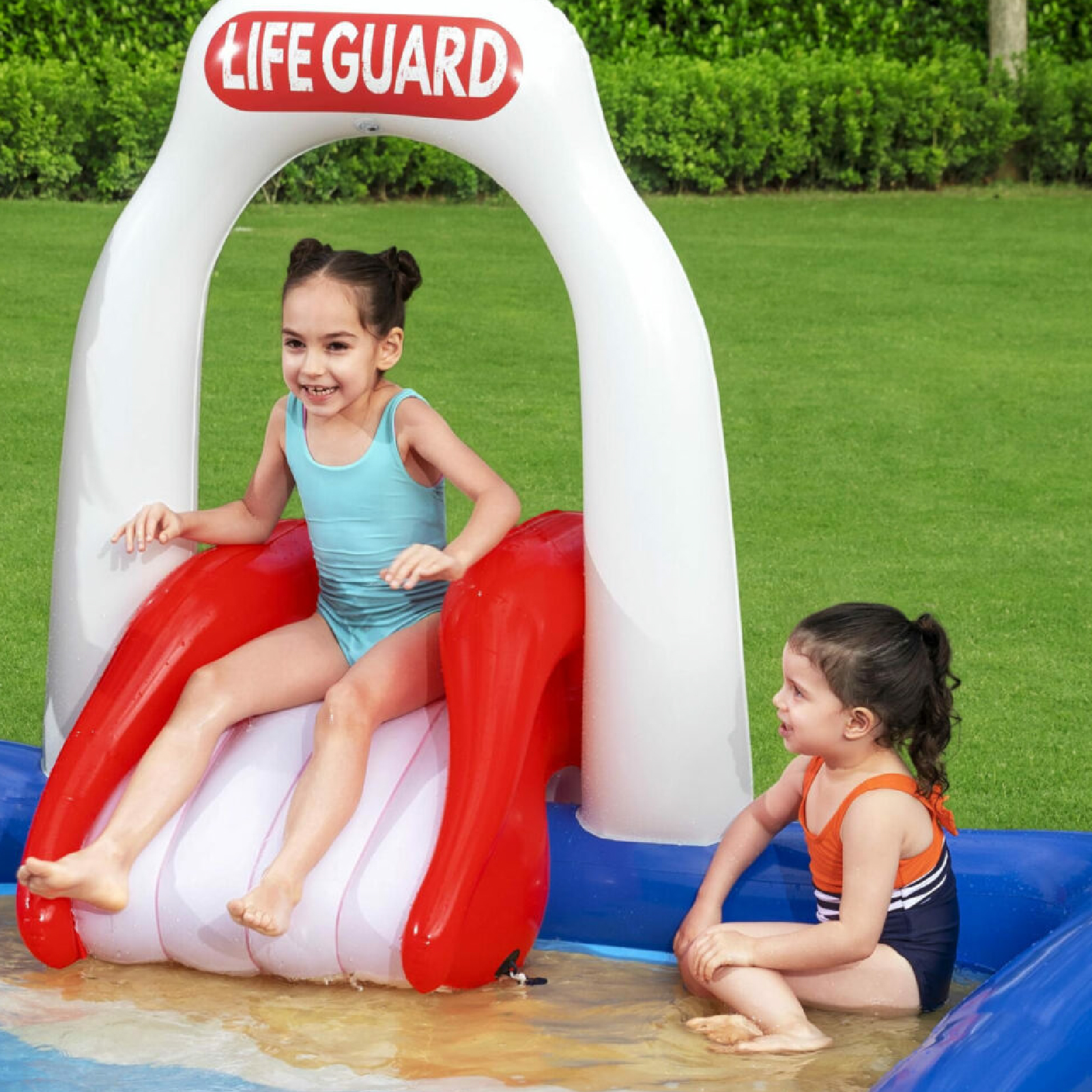 Bestway Lifeguard Tower Play Center Jumper inflável 234x203x129 cm com aspersores, escorregador e tubarão inflável - Image 5
