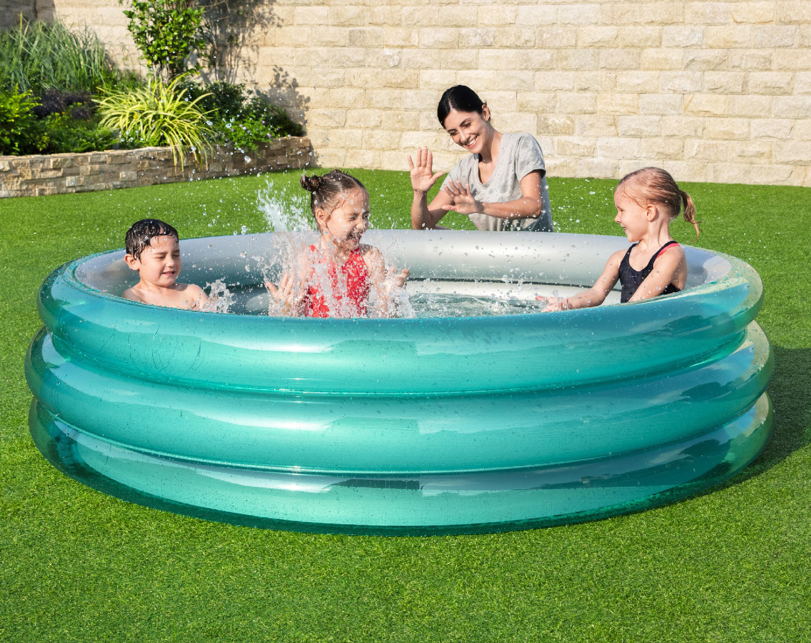 Bestway Play Pool Piscina Inflável para Crianças 201x53 cm com 3 anéis infláveis Azul Metálico para crianças +6 anos - Image 2