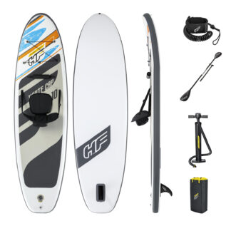 Boné Bestway Hydro-Force Branco Inflável de Paddle Surf 305x84x12 cm Remo Duplo, Assento, Bomba e Sacola de Viagem