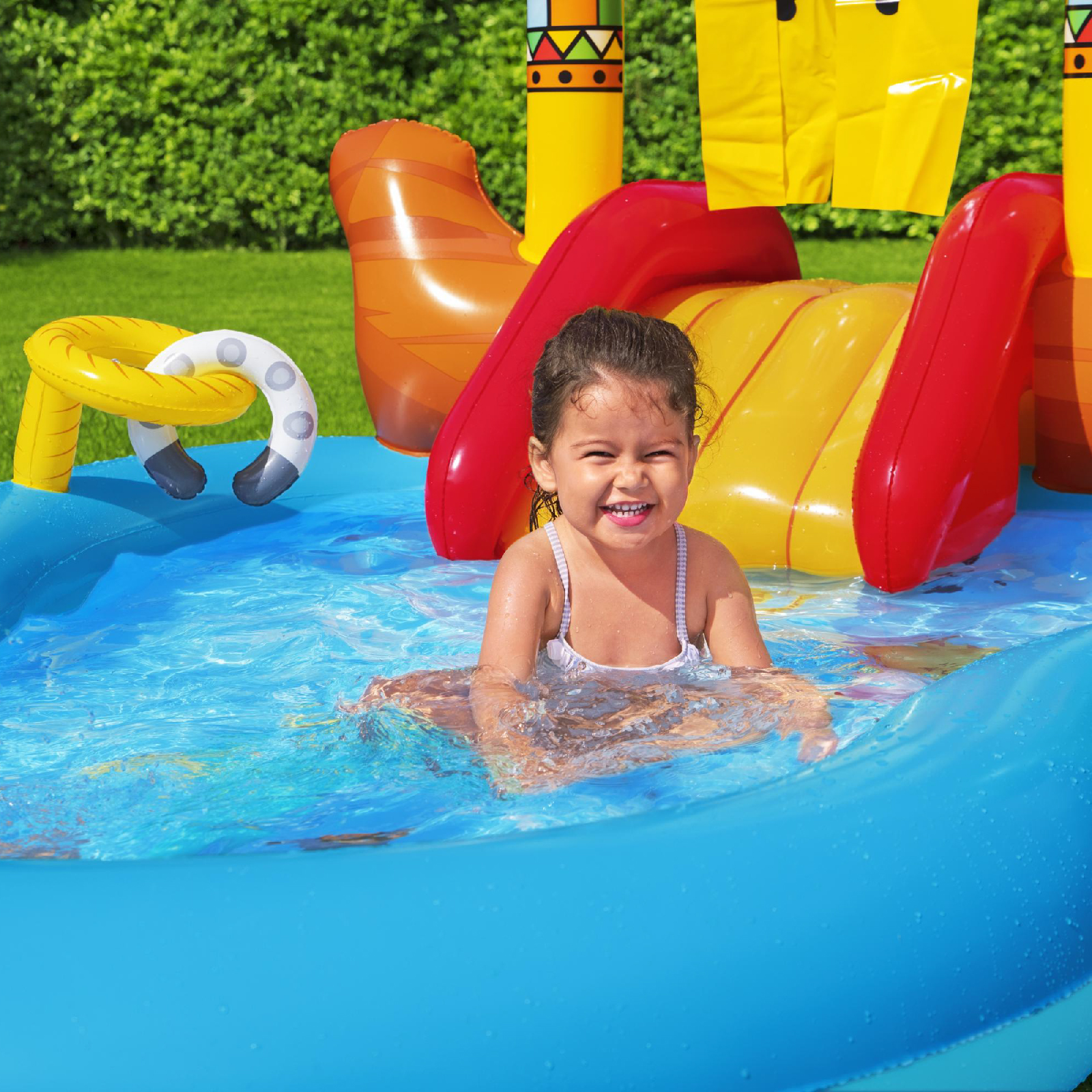 Bestway Wild West Play Center Piscina Inflável 264x188x140 cm com ferradura, cavalo inflável e escorregador - Image 5