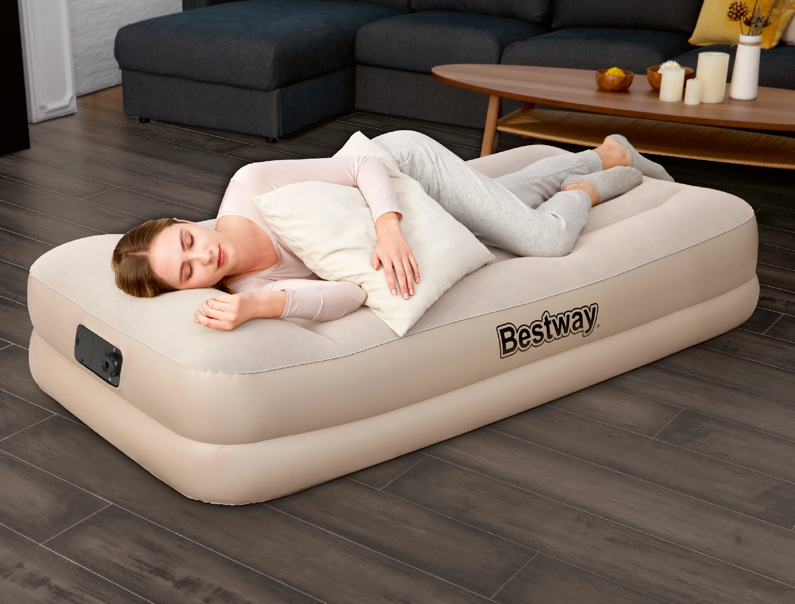 A cama inflável individual Bestway Tritech 191x97x42 cm suporta até 150 kg Inflada em 3 minutos com reforço perimetral - Image 2