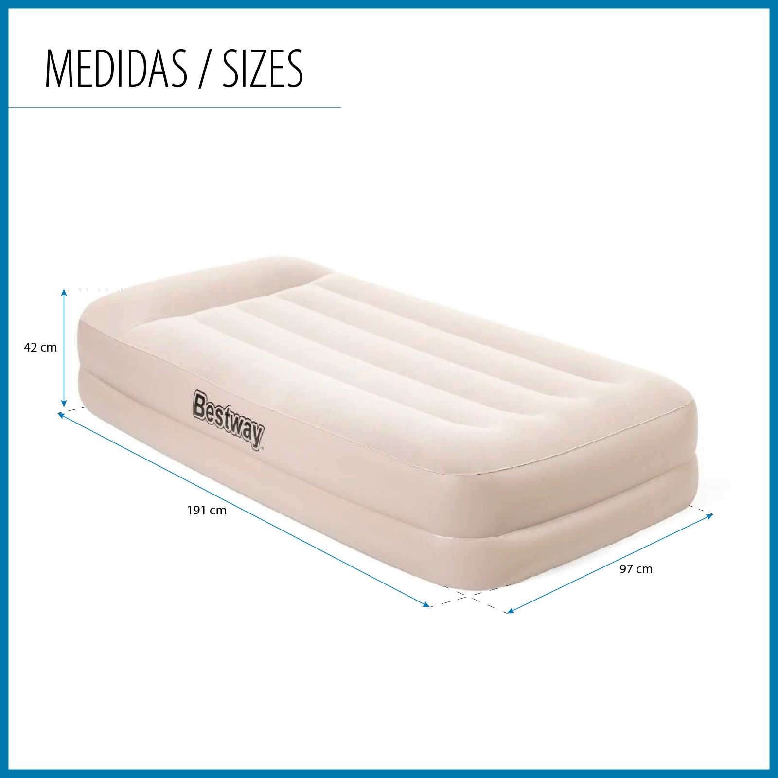 A cama inflável individual Bestway Tritech 191x97x42 cm suporta até 150 kg Inflada em 3 minutos com reforço perimetral - Image 4