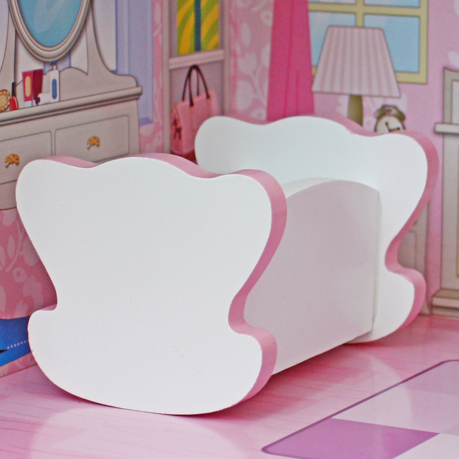 Casa de Bonecas Infantil de Madeira da Alba Outdoor Toys 62x27x70 cm com luzes de LED e 8 móveis - Image 4