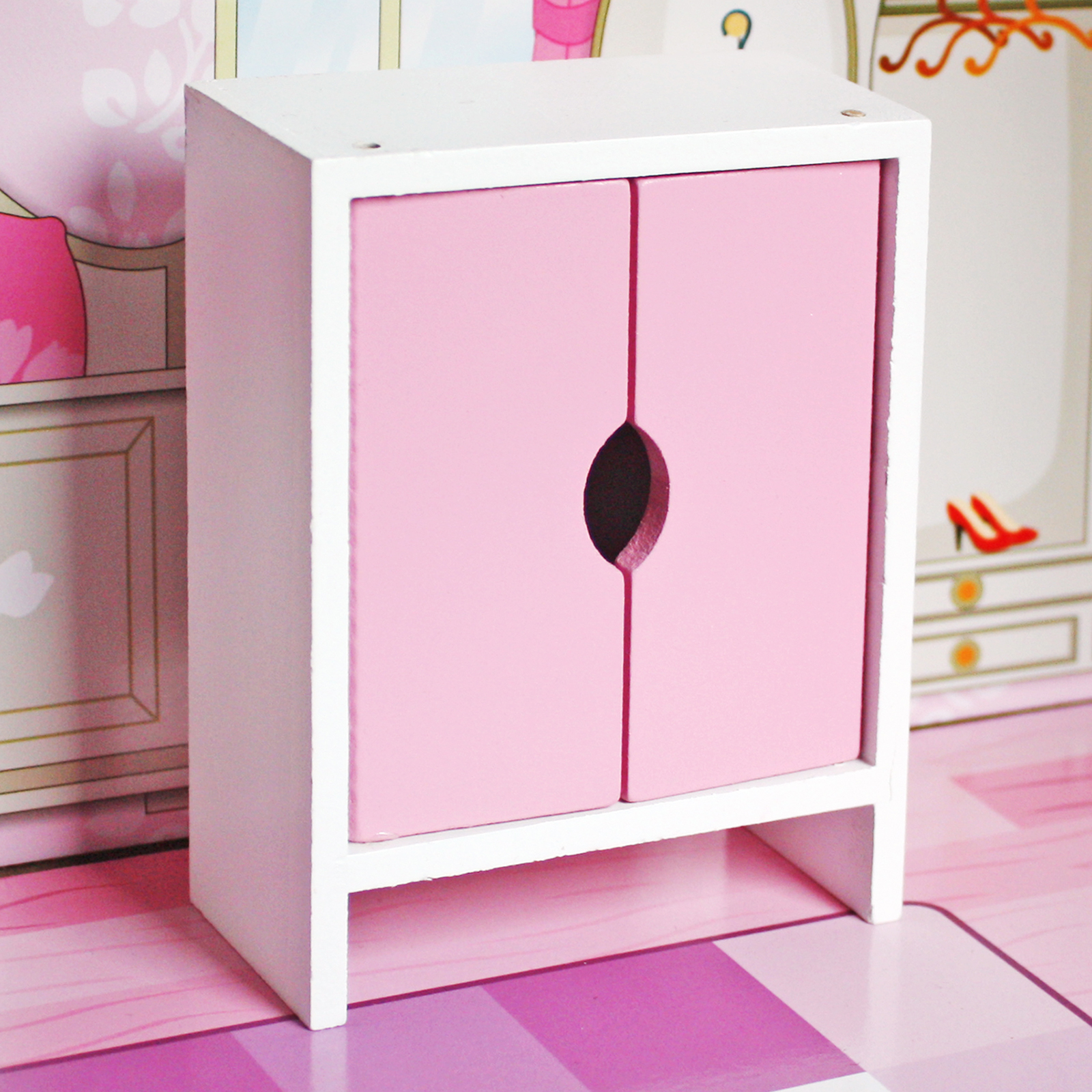 Casa de Bonecas Infantil de Madeira da Alba Outdoor Toys 62x27x70 cm com luzes de LED e 8 móveis - Image 5