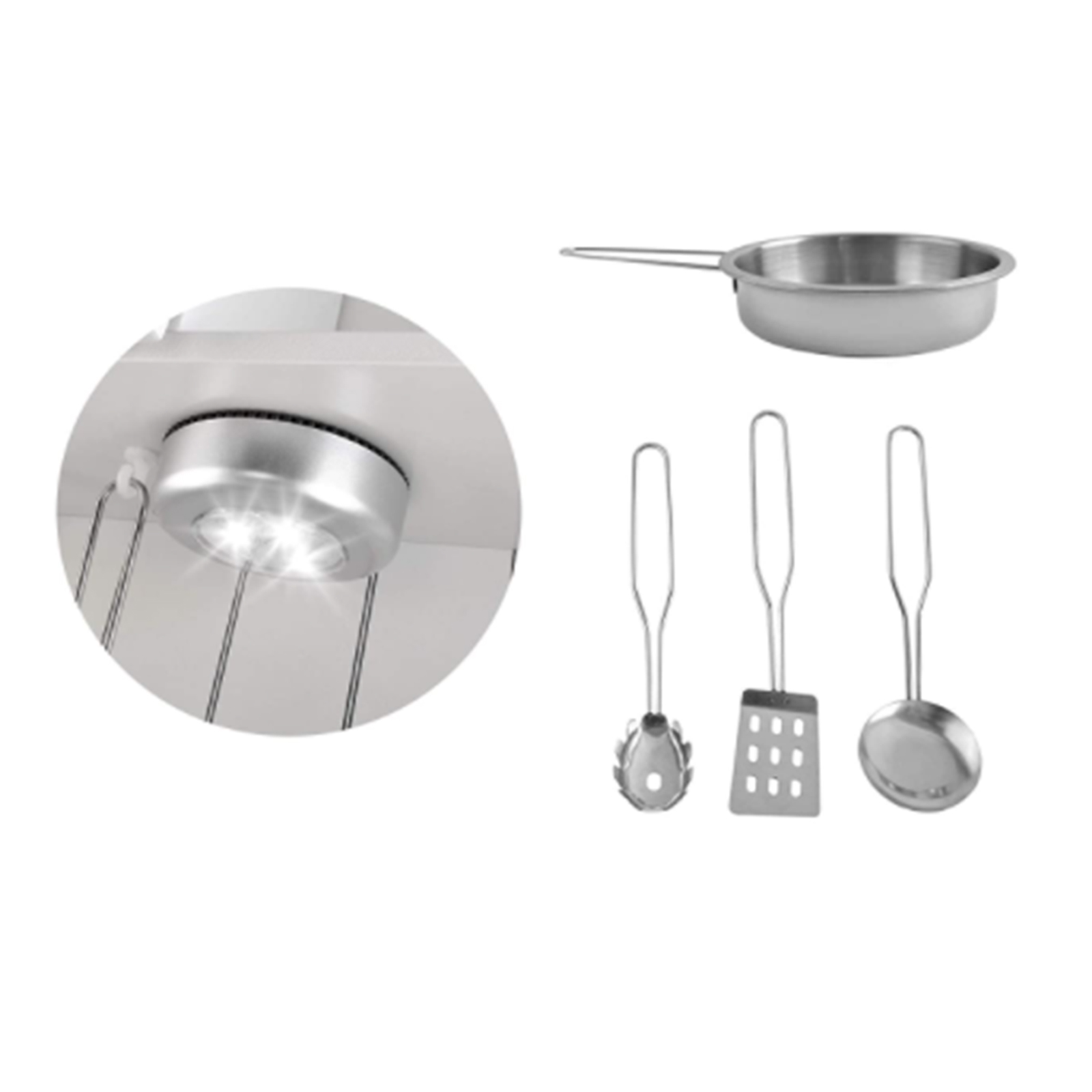Eva Outdoor Toys Cozinha Infantil de Madeira 43x28,5x93 cm Cozinha de brinquedo branca com acessórios, luz e sons de LED - Image 5