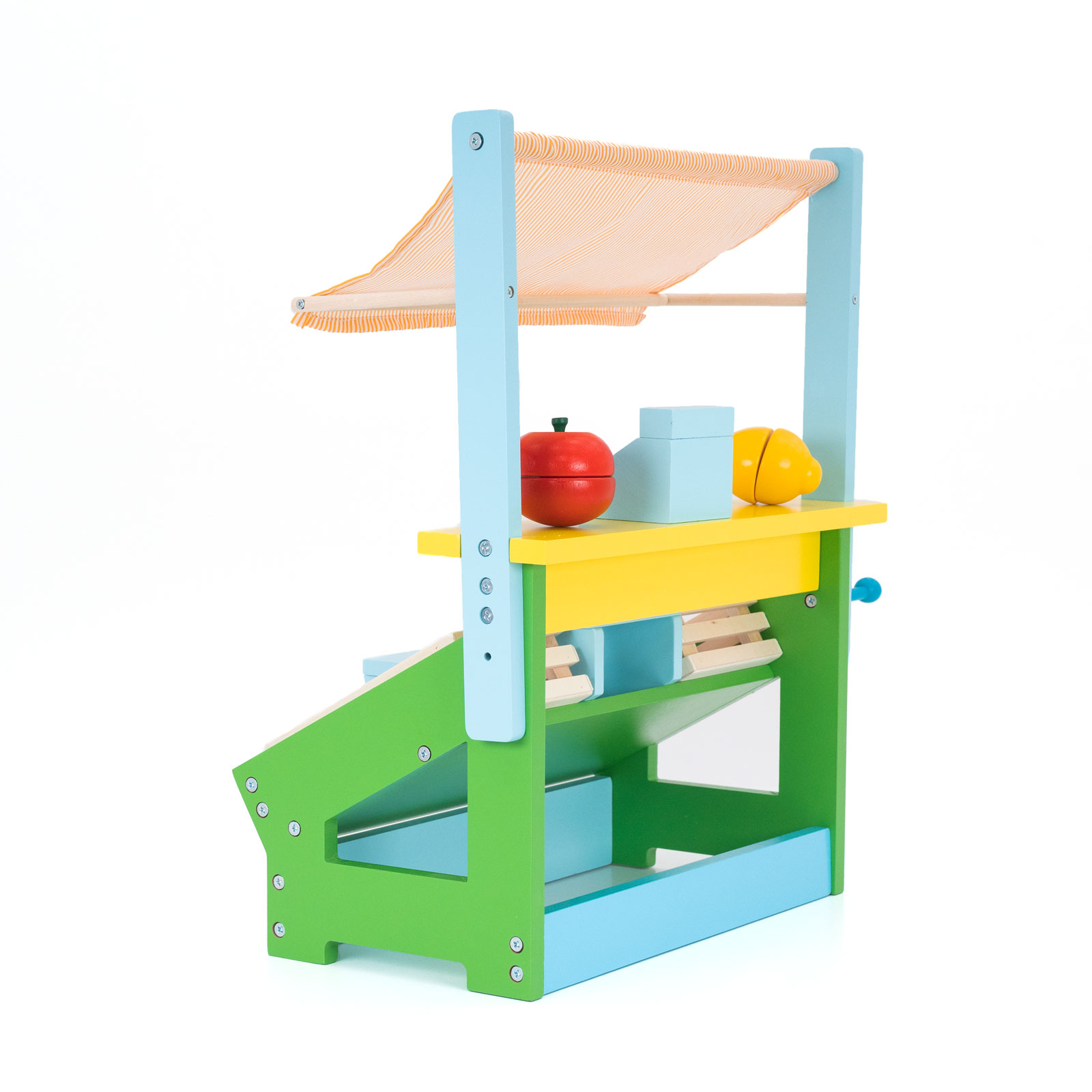Mercado de Brinquedos Montessori Robincool Vegetable Market 42x20x45,2 cm Eco Wood | Toldo, caixa, caixa registradora e acessórios - Image 5