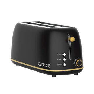 Torradeira de pão Caprizze Kaito XL | Groove Duplo Extra Longo e 6 Níveis de Toast | Design Moderno Efeito Madeira e Preto Fosco | XL Slot