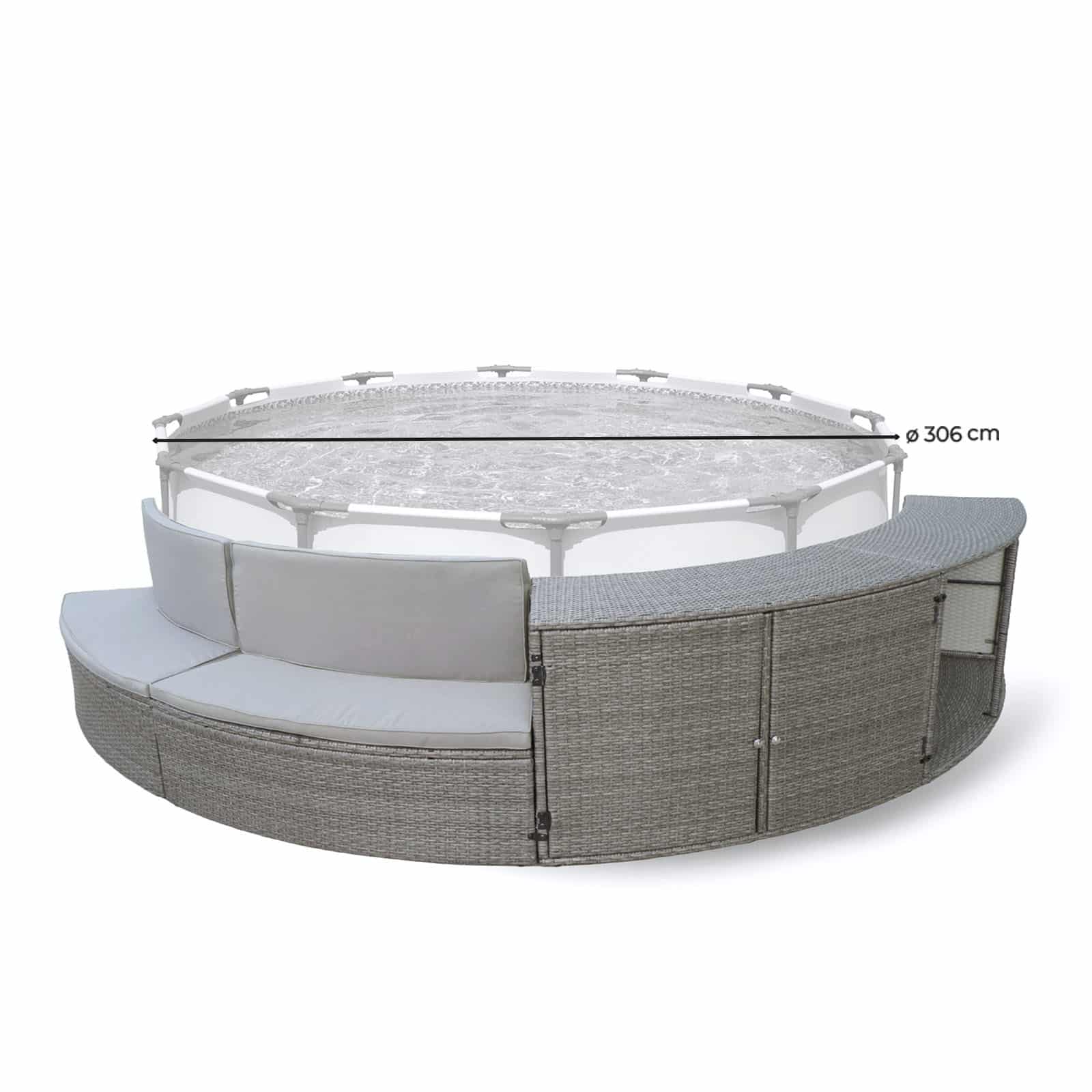 Revestimiento para Piscina K2O Half Surround 306 306x40x70 cm Set Semicircular de 4 piezas Bancos y Almacenamiento