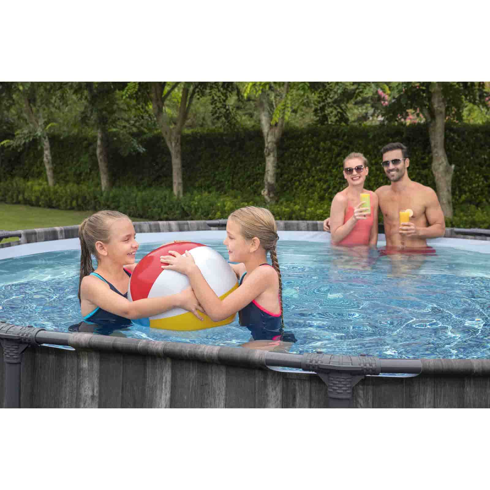 Bestway Steel Pro Max Tubular Destacável Pool Efeito Madeira Ø427 x 107 cm com Filtro de Cartucho de 3.028 l/h, Escada e Tampa - Image 4
